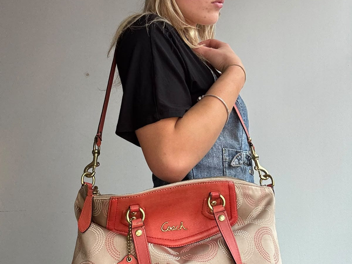 Coach Coach Ashley Dotted Bag Coral