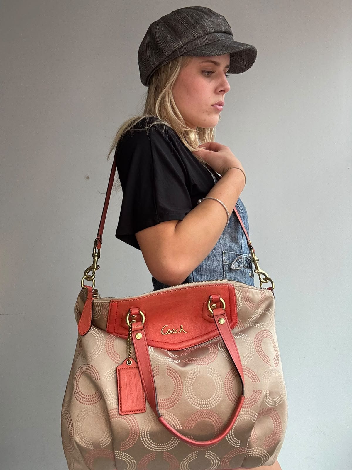 Coach Coach Ashley Dotted Bag Coral