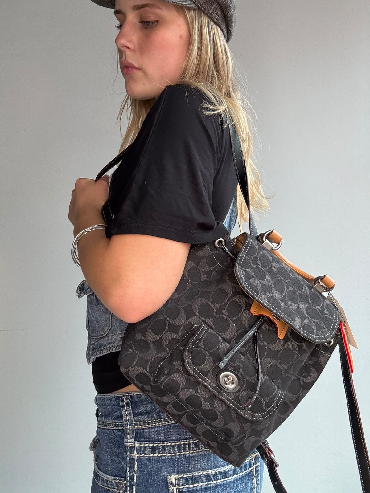 Coach Coach Black Denim Backpack