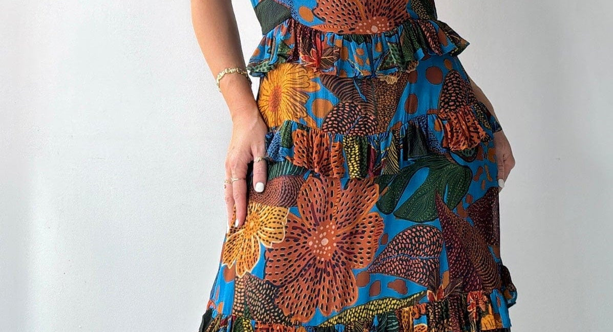 Farm Rio Dress Farm Rio Babado Maxi Dress