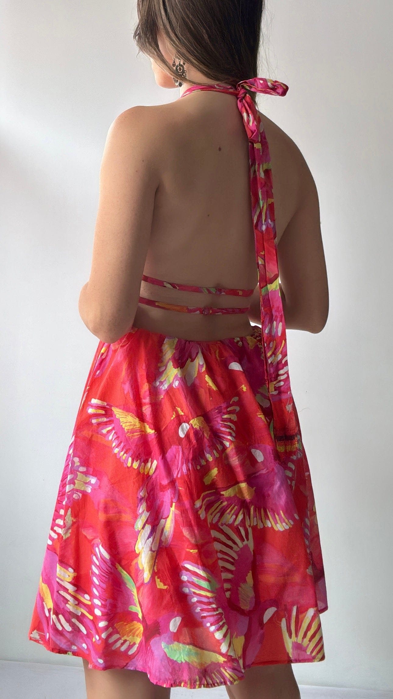 Farm Rio Dress Farm Rio Hibiscus Mini Dress Coral