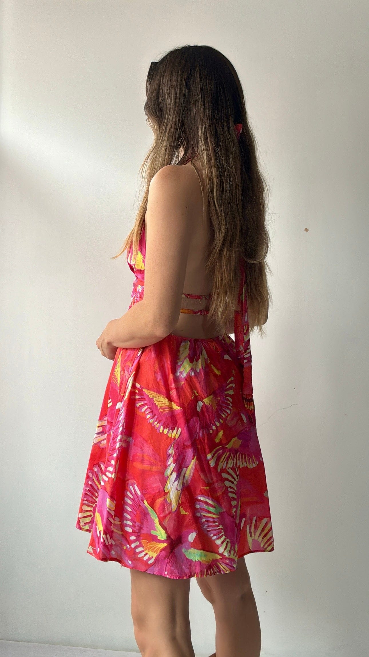 Farm Rio Dress Farm Rio Hibiscus Mini Dress Coral