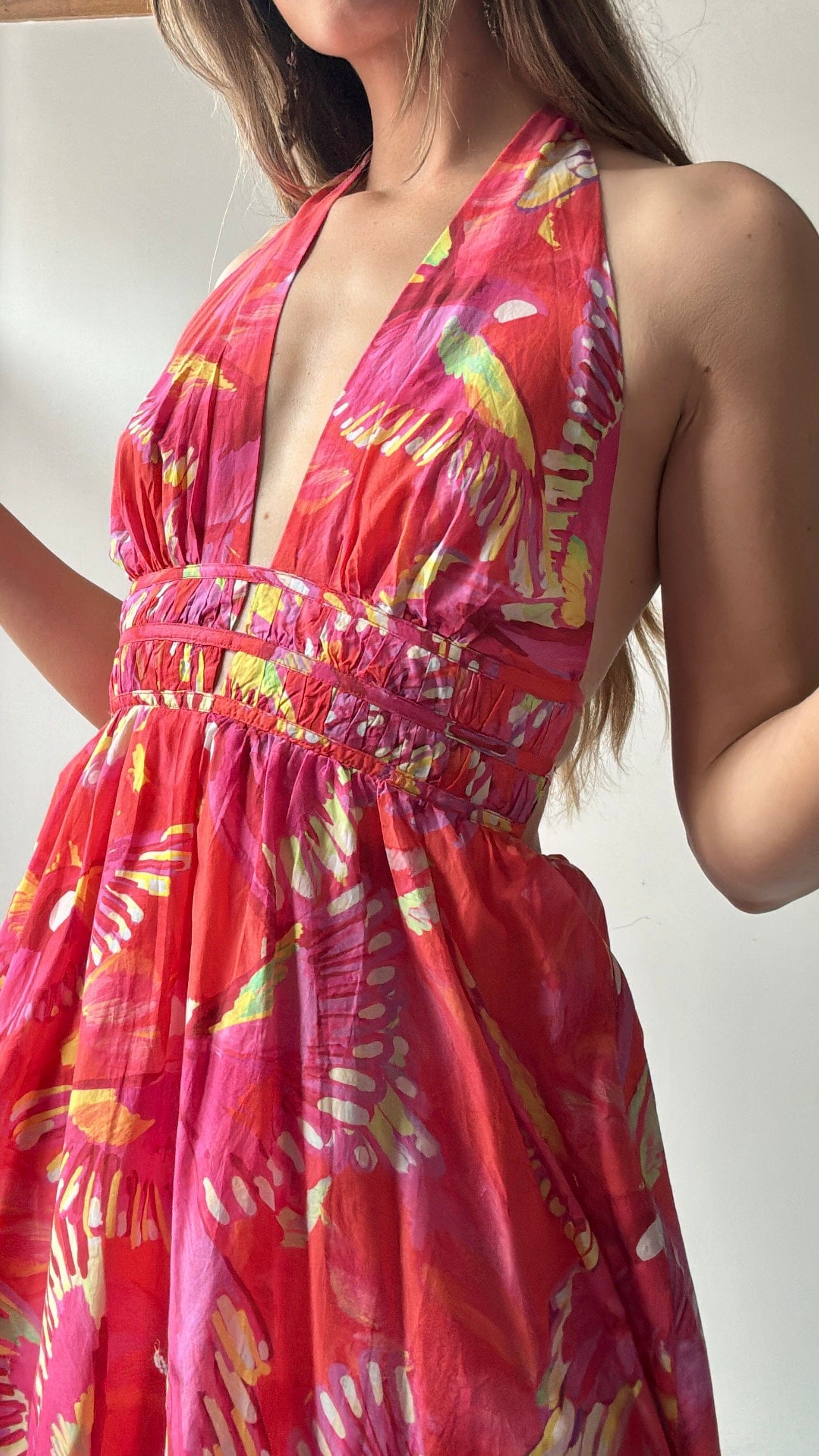 Farm Rio Dress Farm Rio Hibiscus Mini Dress Coral