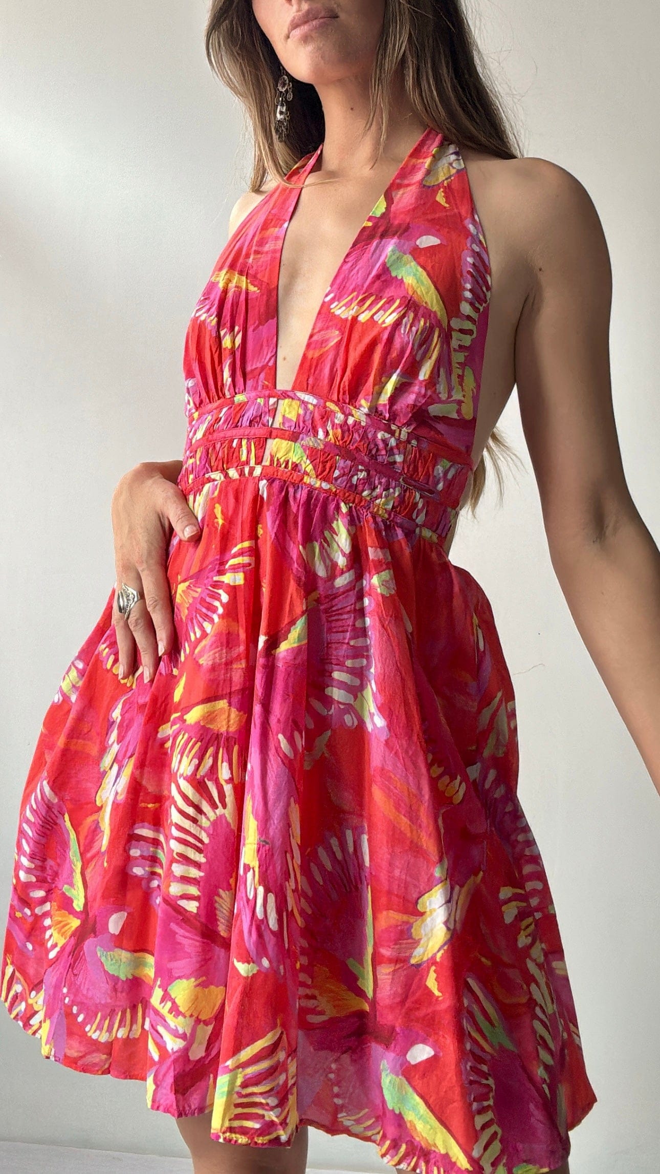 Farm Rio Dress Farm Rio Hibiscus Mini Dress Coral