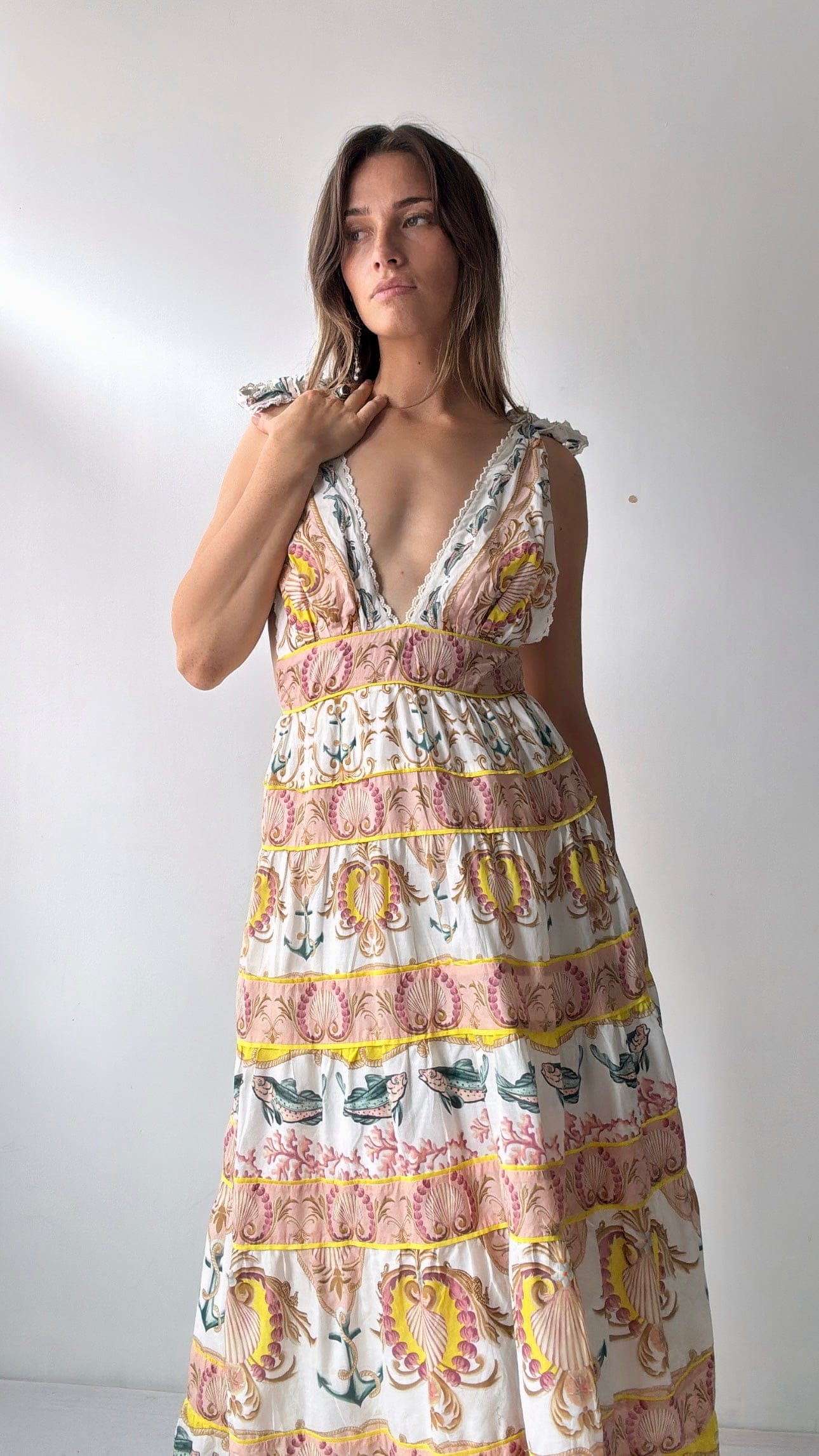 Farm Rio Dress Farm Rio Shells Midi Dress Dusky