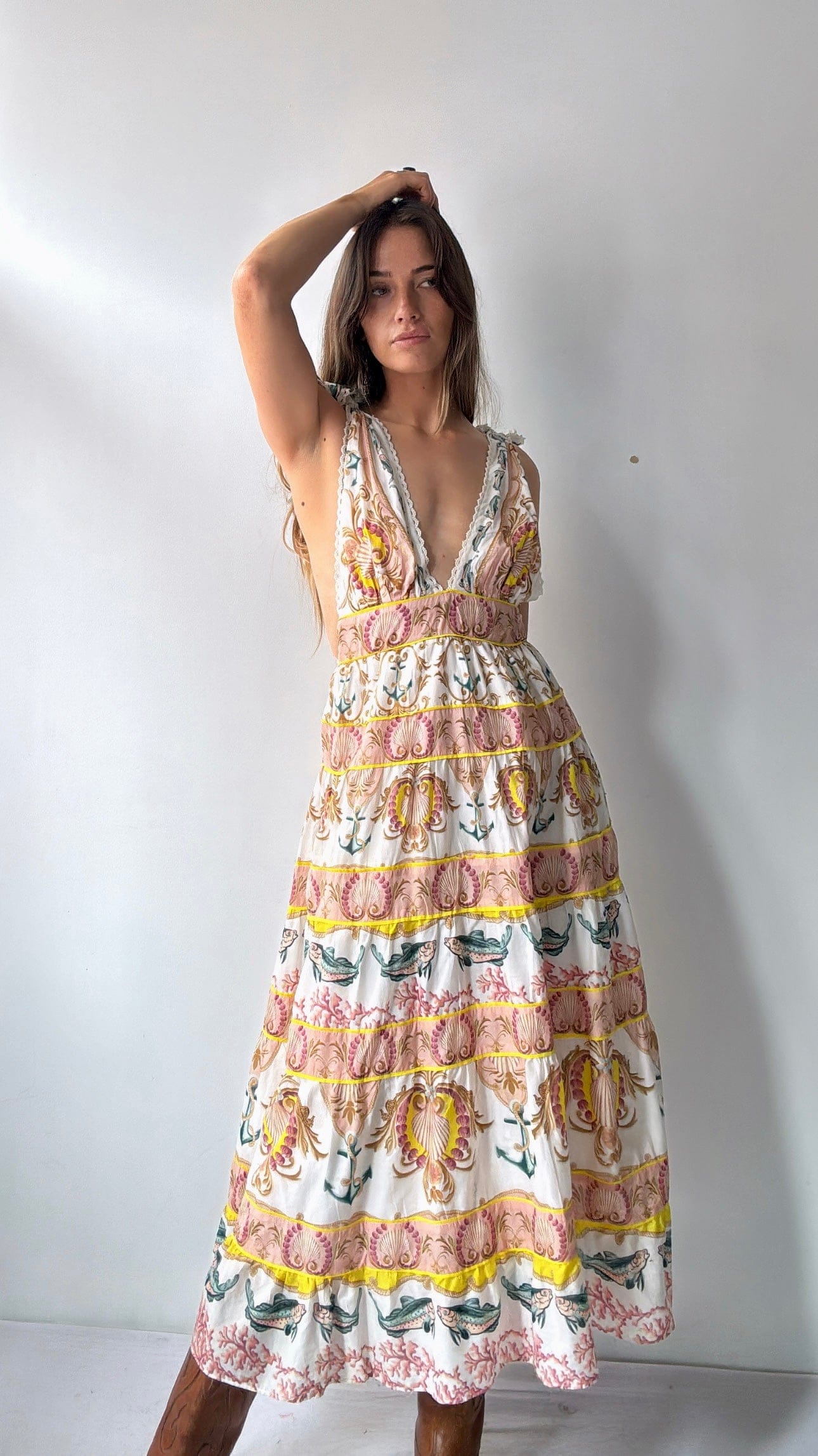 Farm Rio Dress Farm Rio Shells Midi Dress Dusky