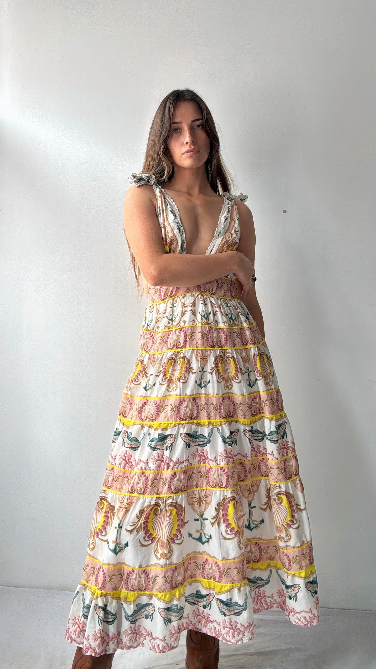 Farm Rio Dress Farm Rio Shells Midi Dress Dusky