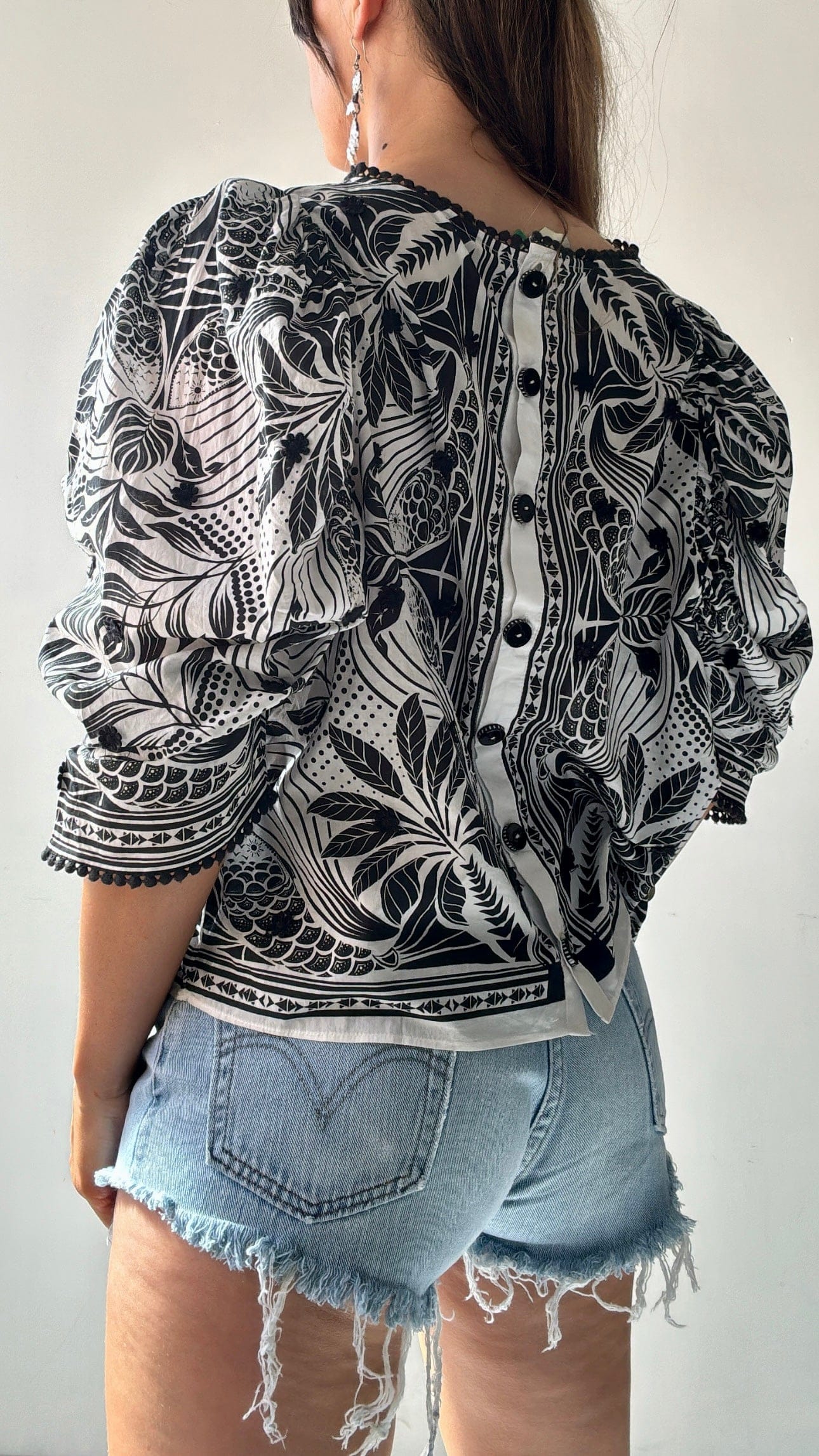 Farm Rio Tops Farm Rio Black Tapestry Top