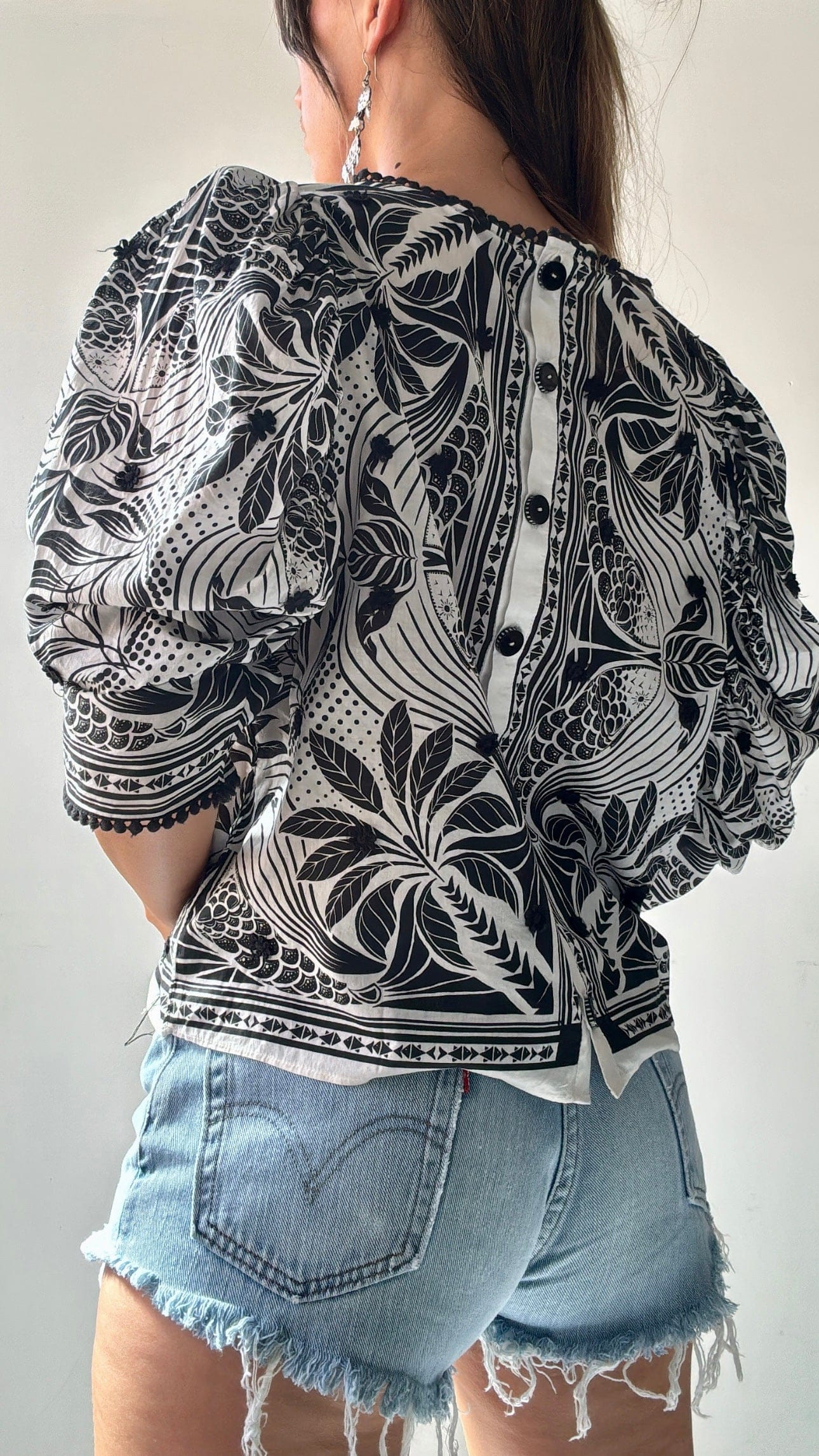 Farm Rio Tops Farm Rio Black Tapestry Top