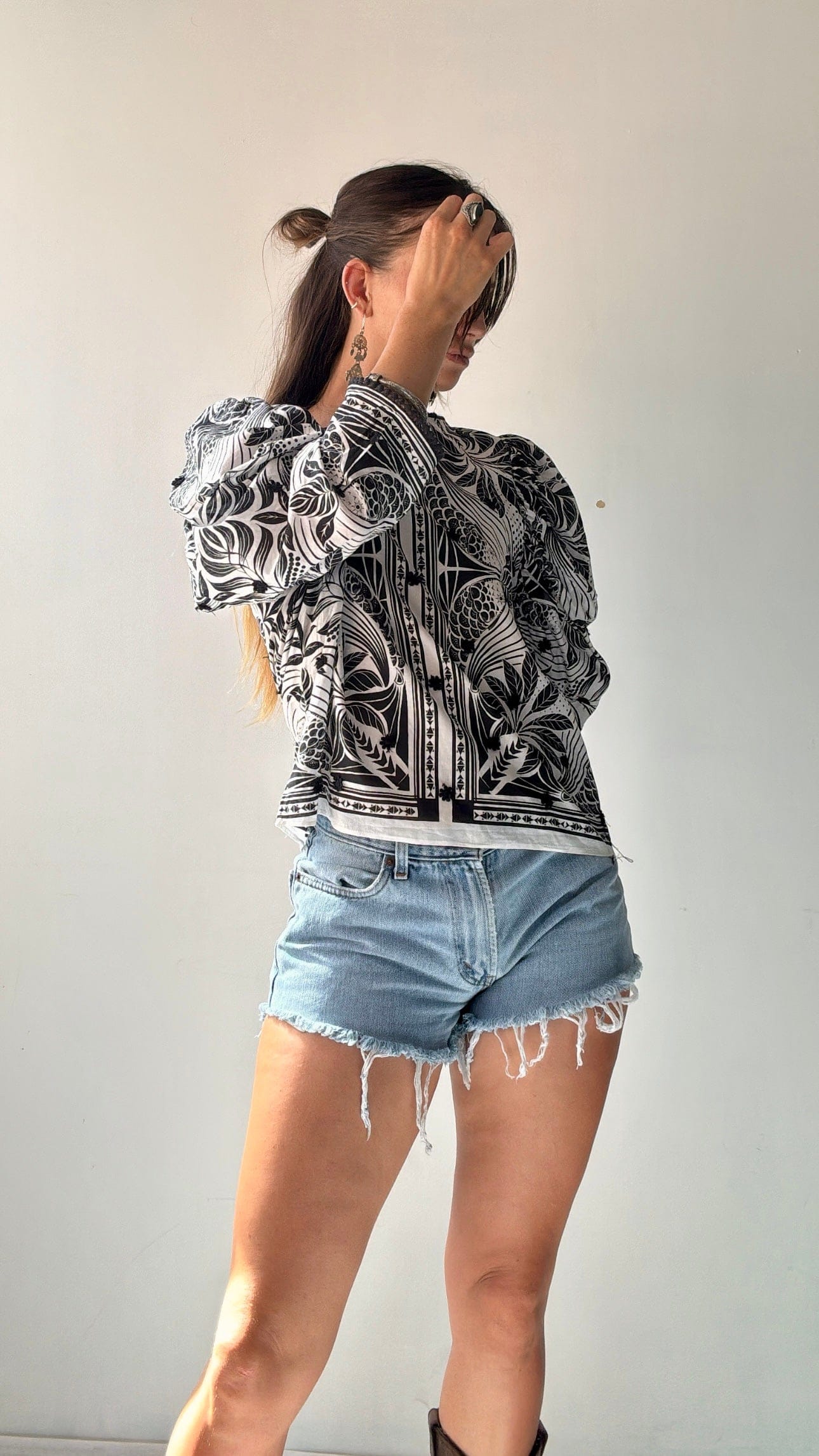 Farm Rio Tops Farm Rio Black Tapestry Top