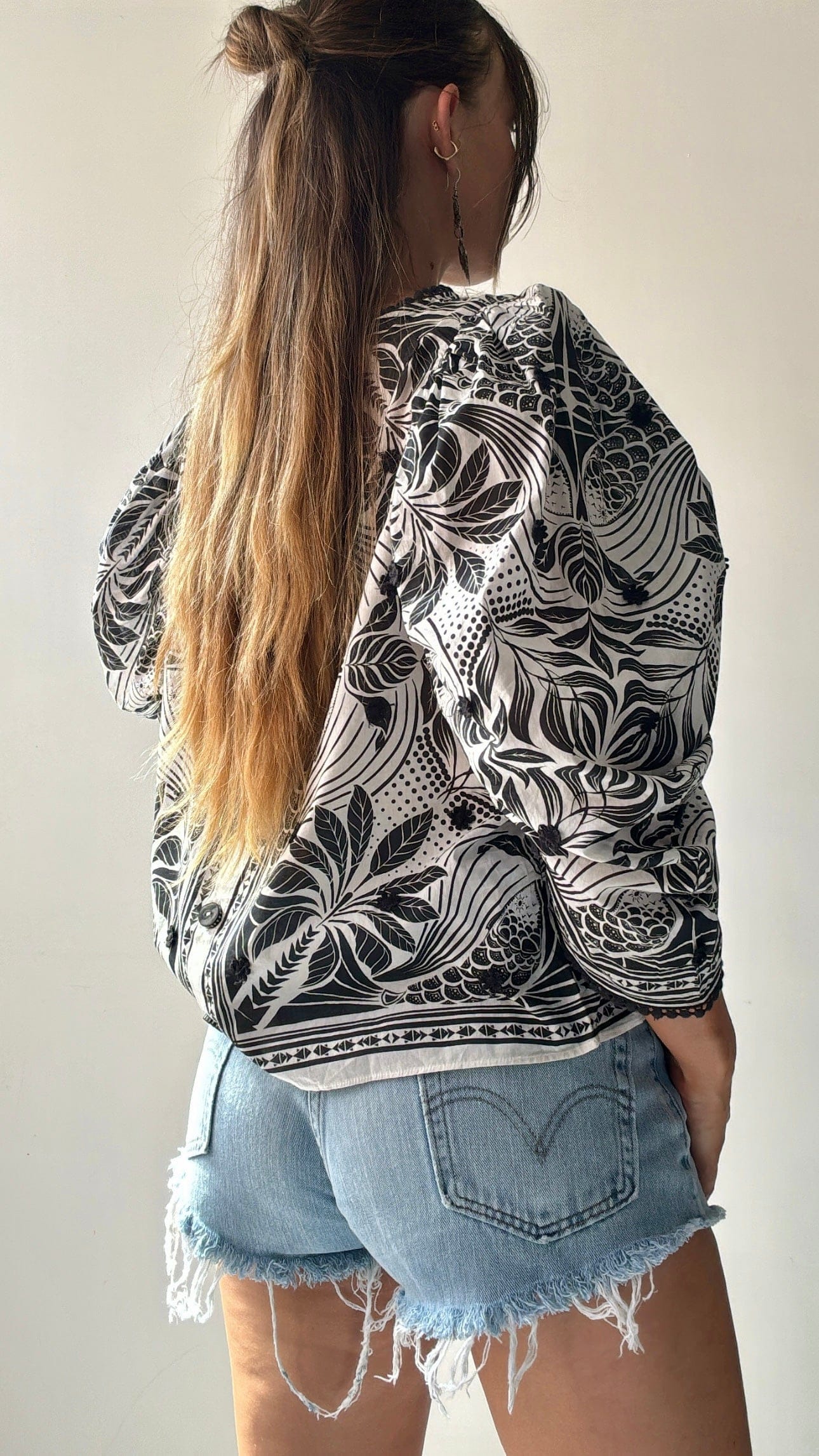 Farm Rio Tops Farm Rio Black Tapestry Top