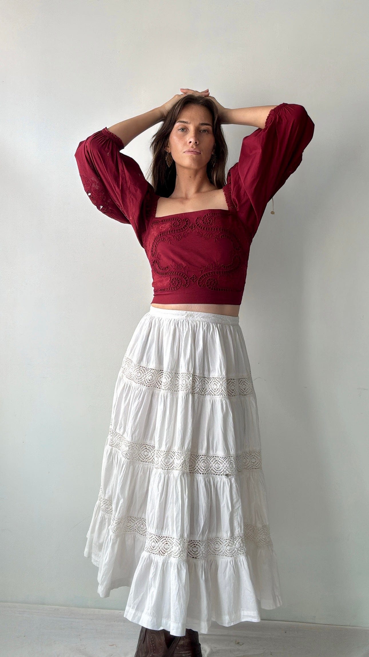 Farm Rio Tops Farm Rio Talia Top Maroon