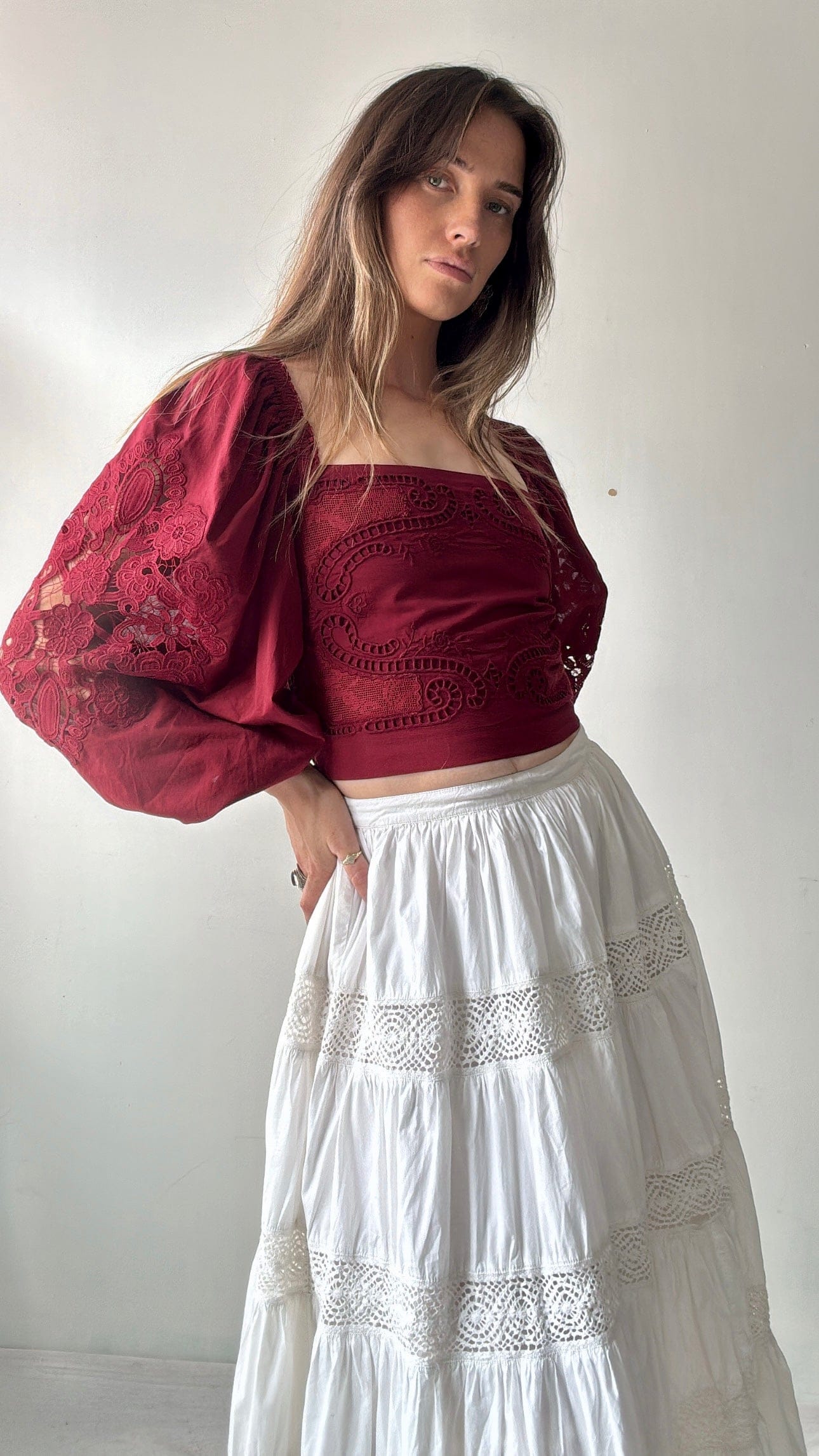 Farm Rio Tops Farm Rio Talia Top Maroon