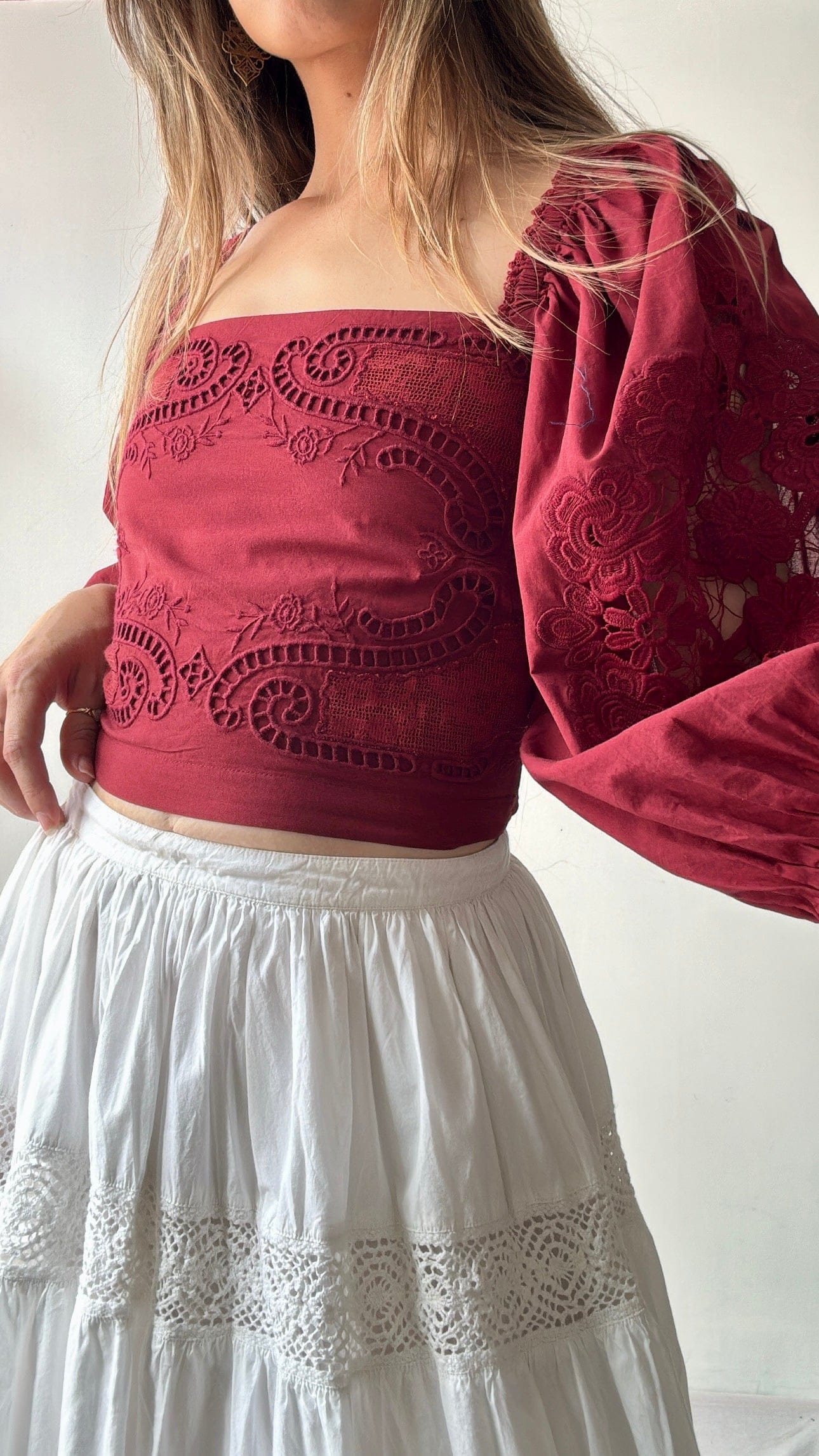 Farm Rio Tops Farm Rio Talia Top Maroon