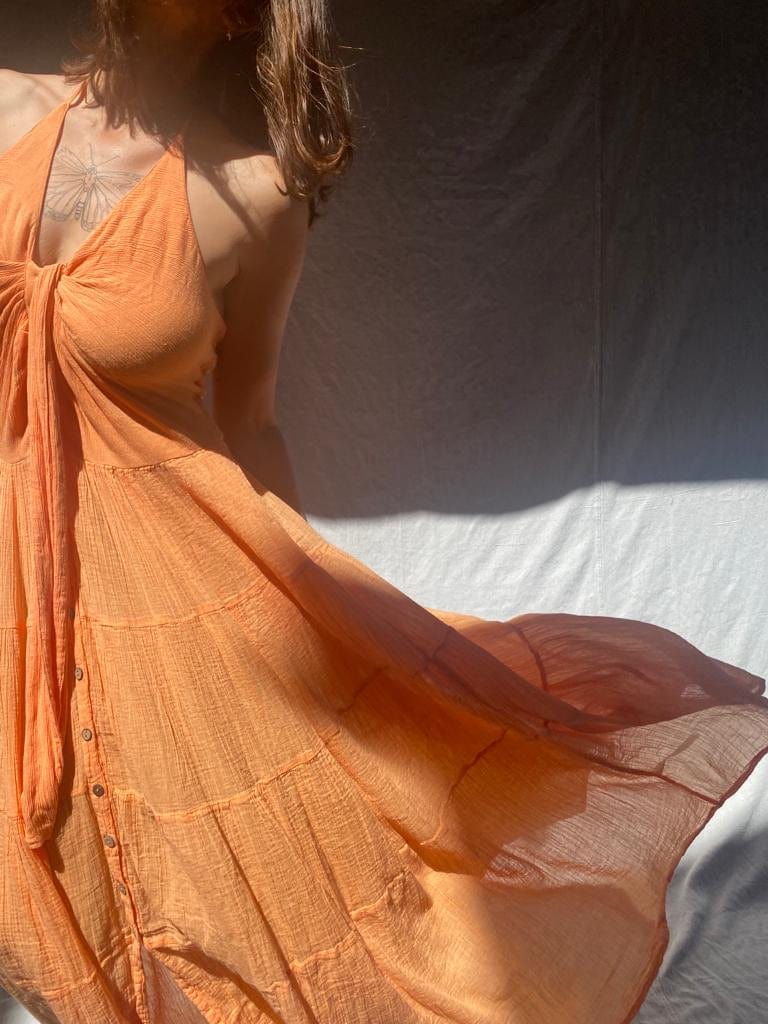 Free people orange maxi discount dress