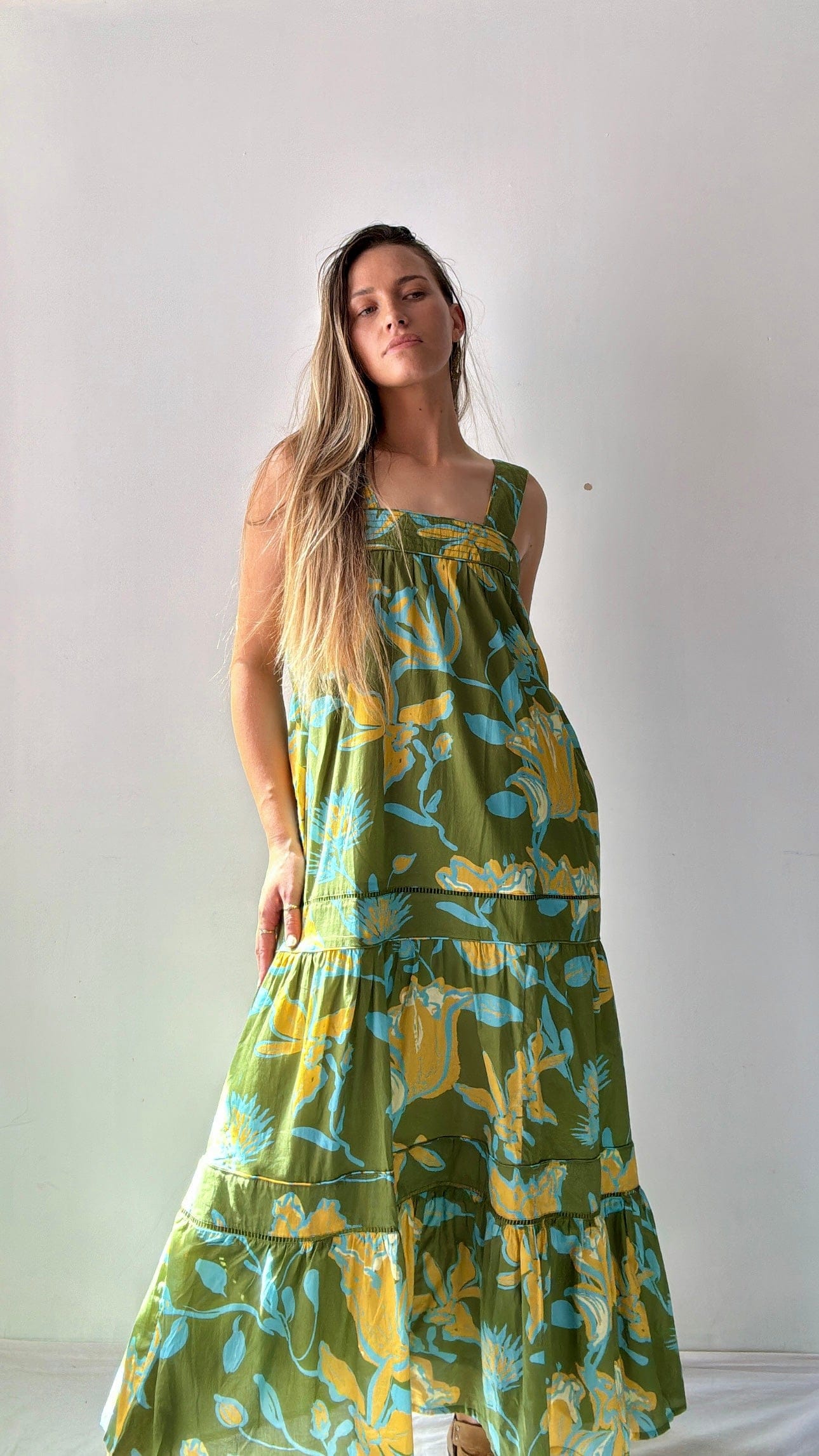 Free People Farm Rio Green Foliage  Dress