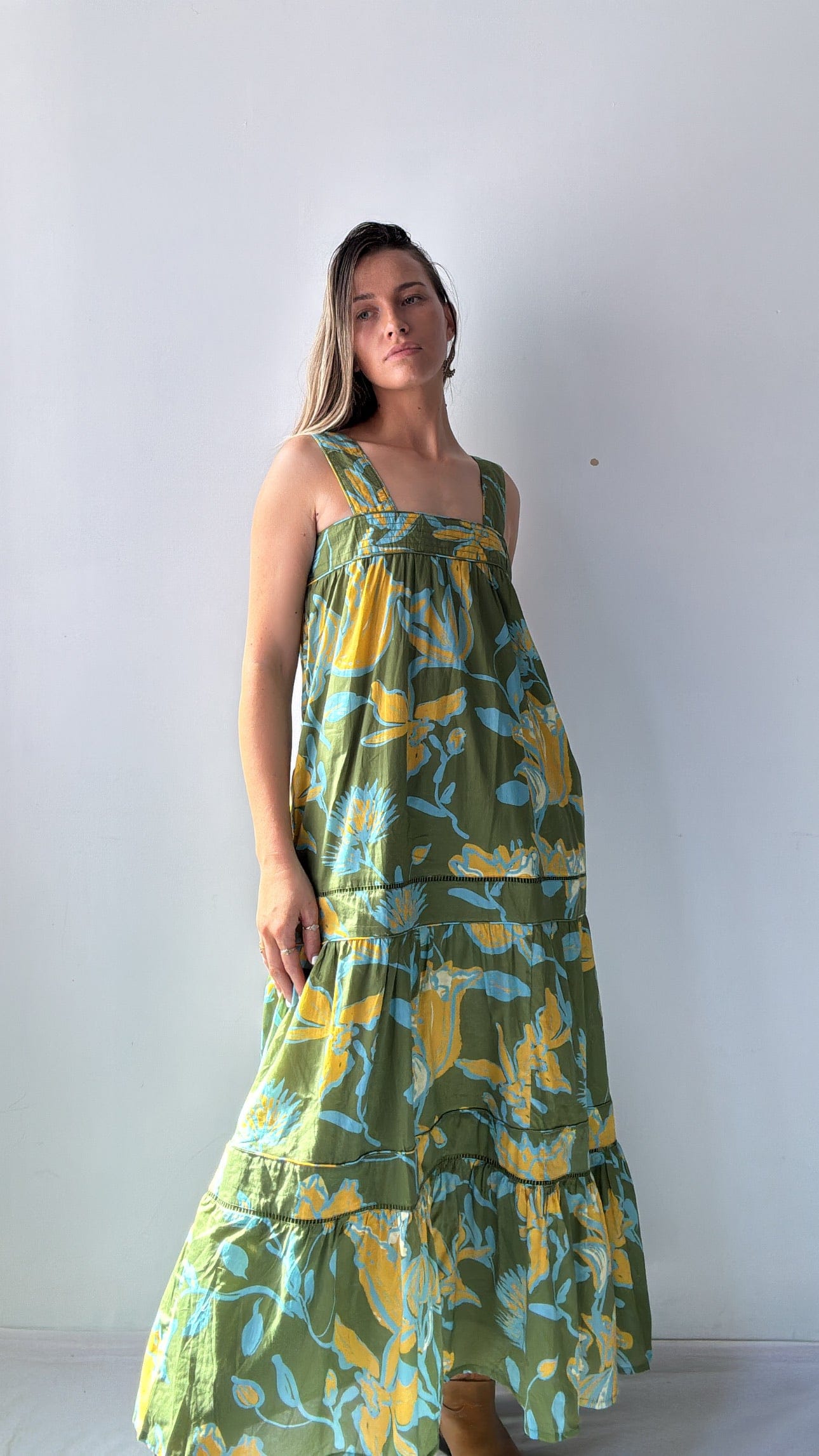 Free People Farm Rio Green Foliage  Dress