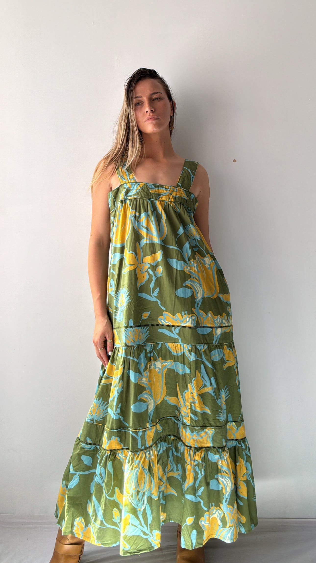 Free People Farm Rio Green Foliage  Dress