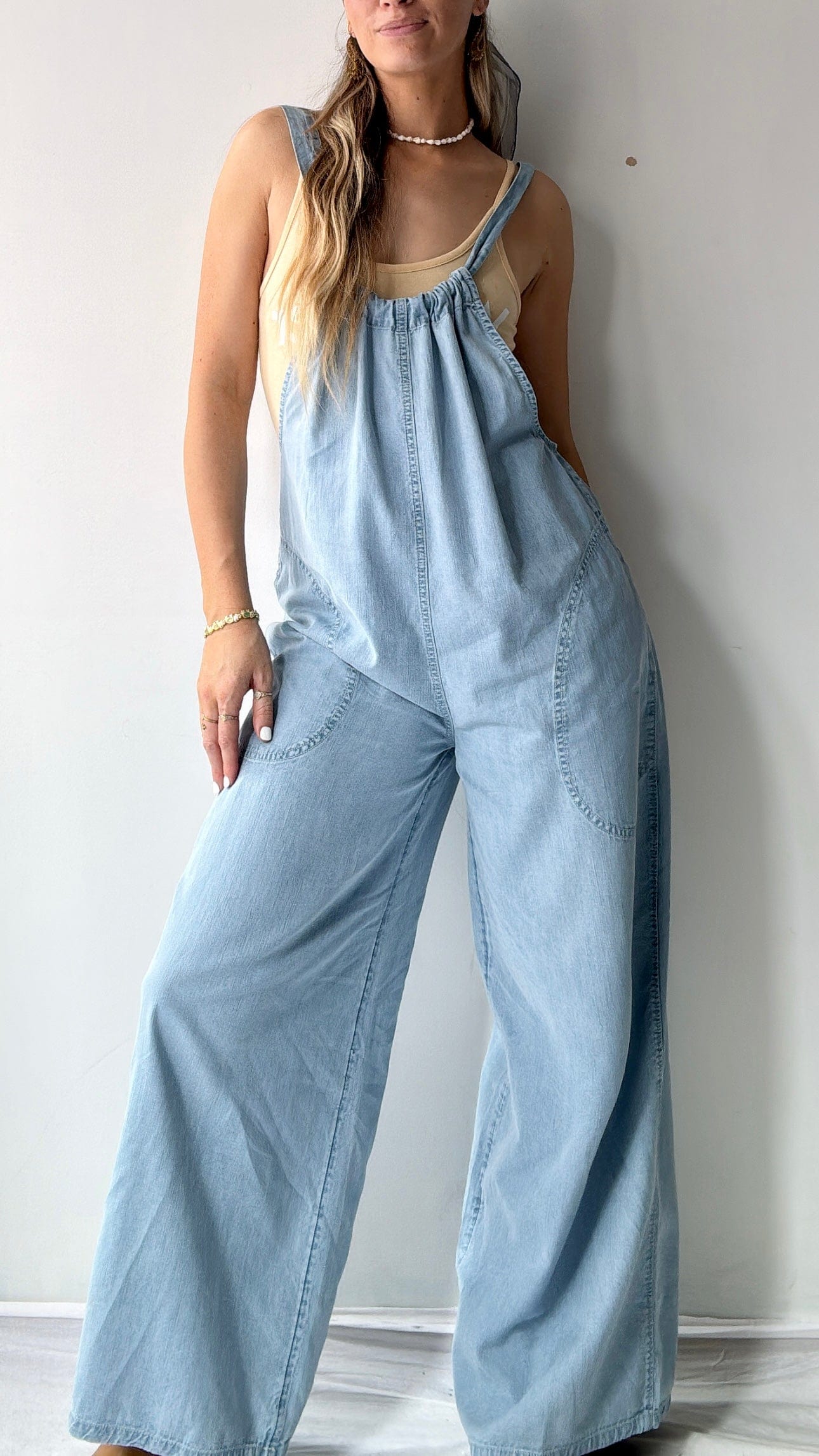 Free People Free People Chambray Jumpsuit