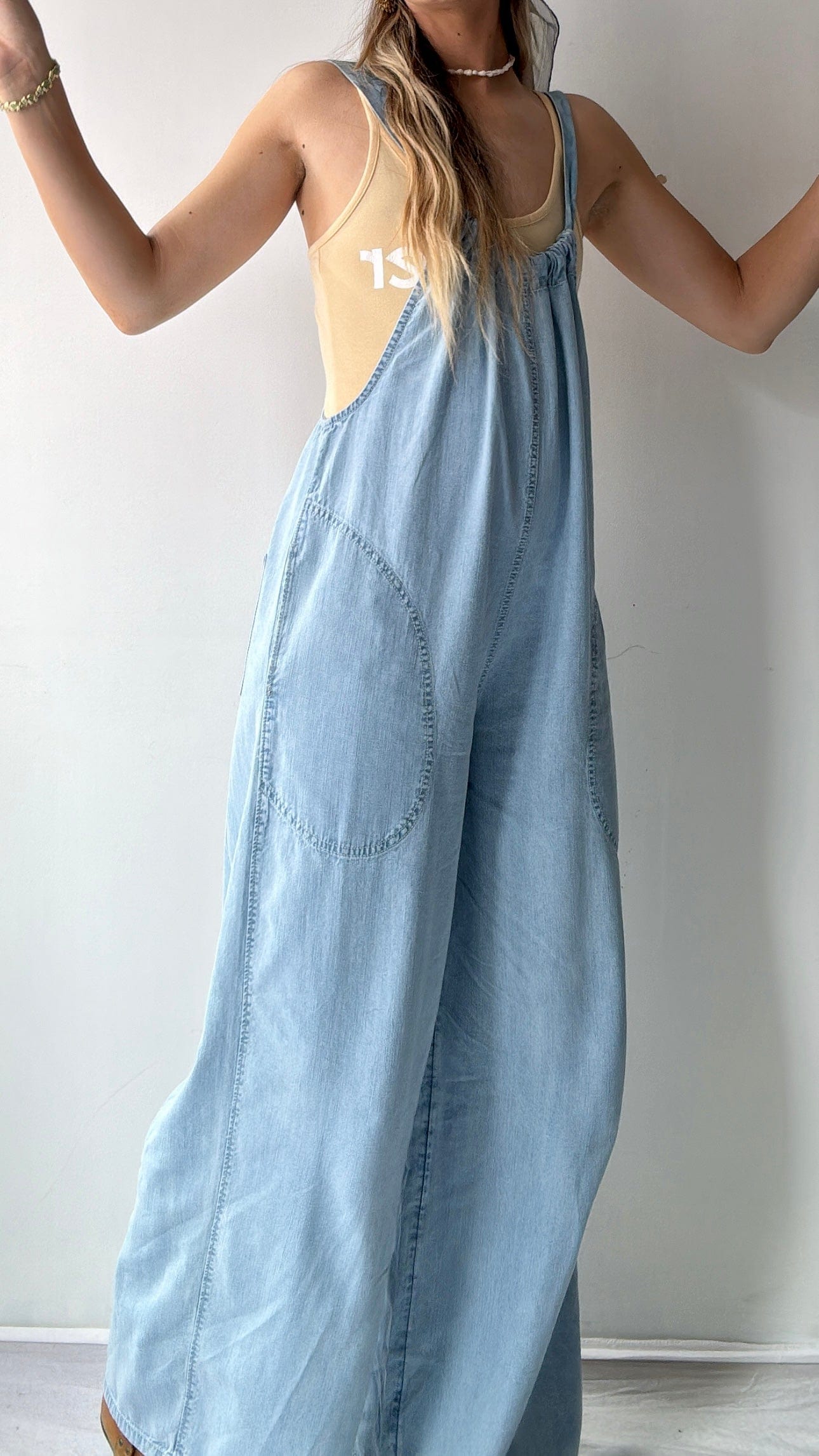 Free People Free People Chambray Jumpsuit