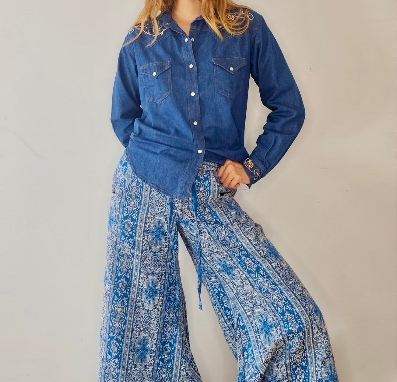 Free People Free People Dahlia Blue Pants