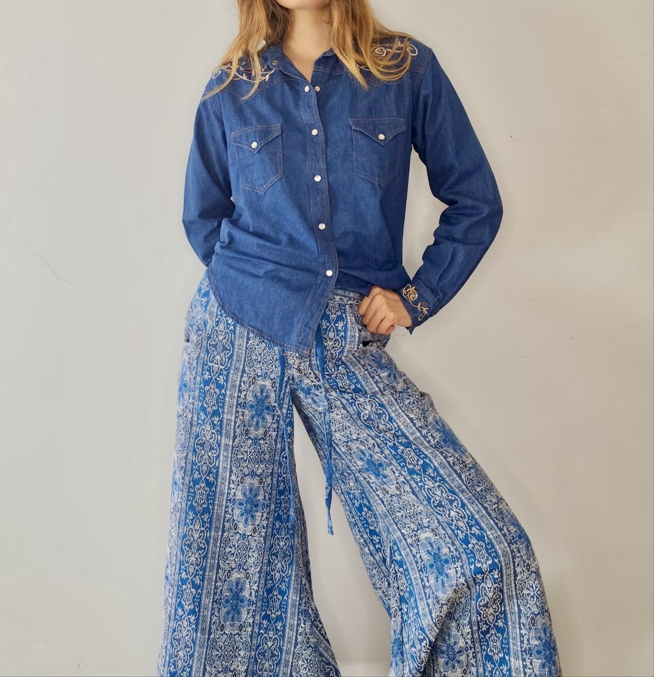 Free People Free People Dahlia Blue Pants
