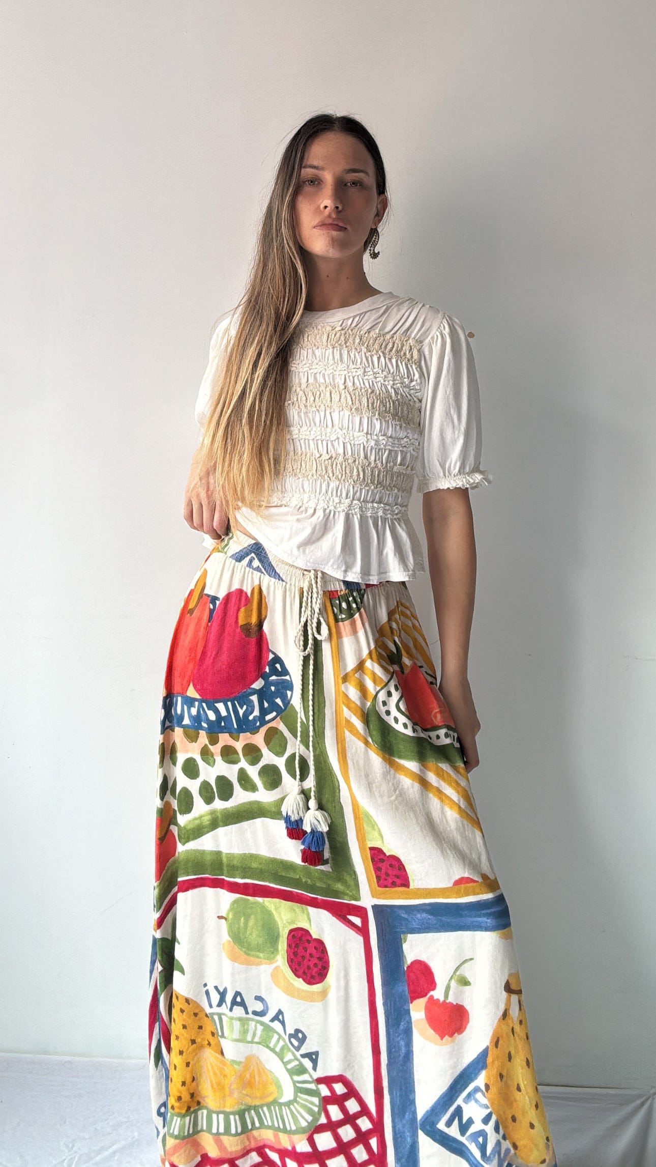 Free People Free People Ruched White Top