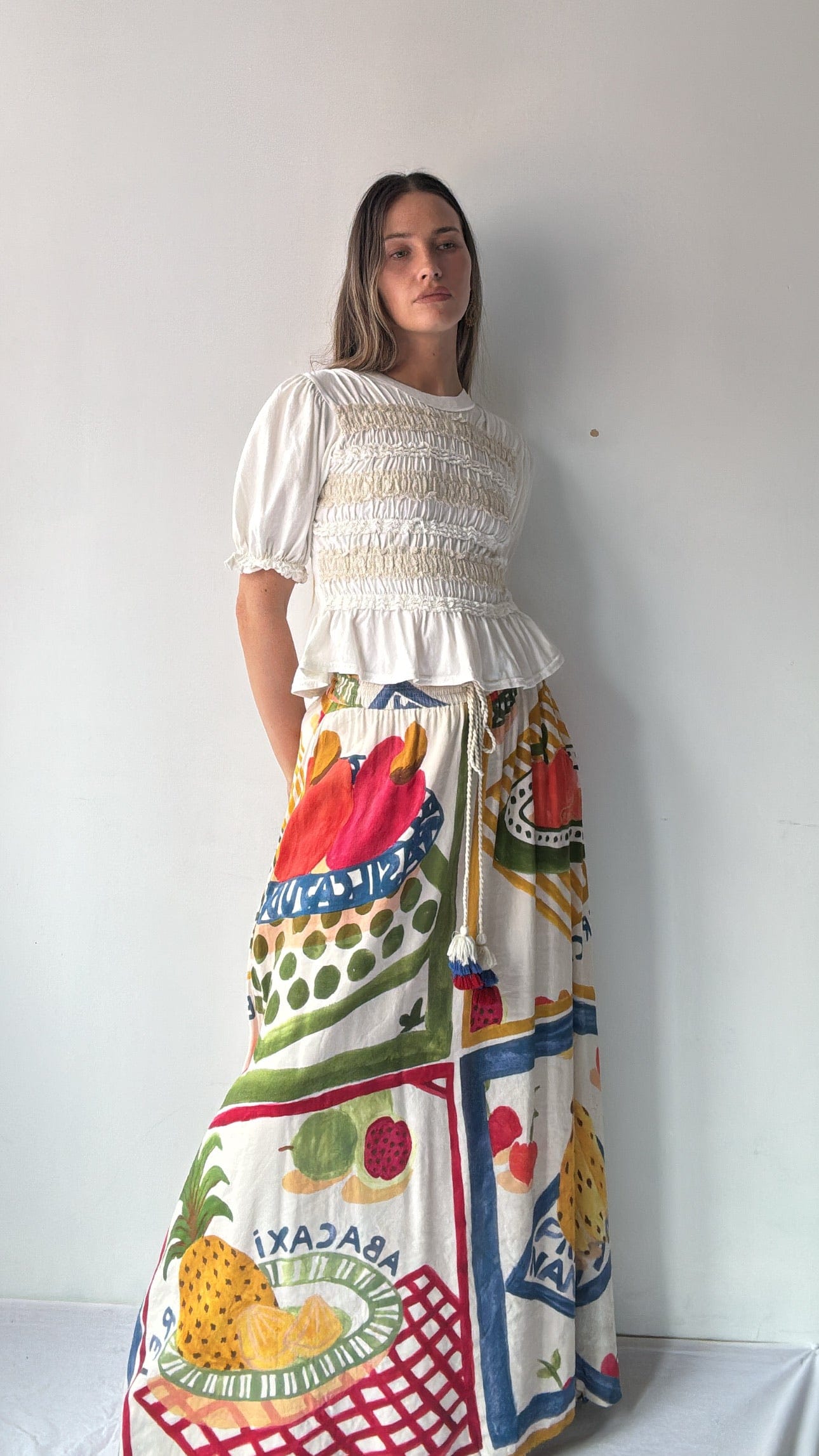 Free People Free People Ruched White Top