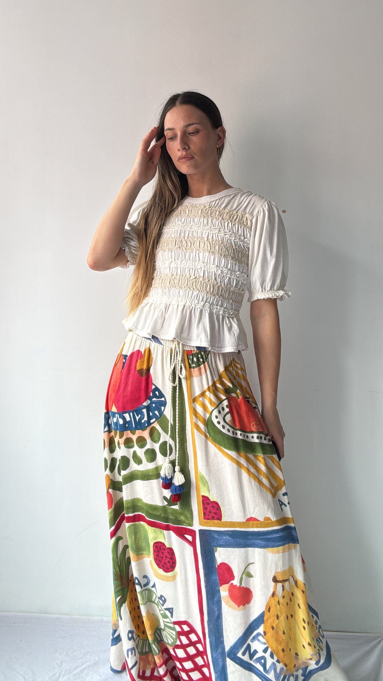 Free People Free People Ruched White Top