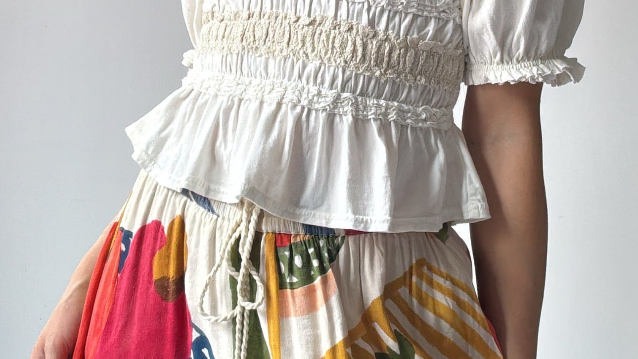 Free People Free People Ruched White Top