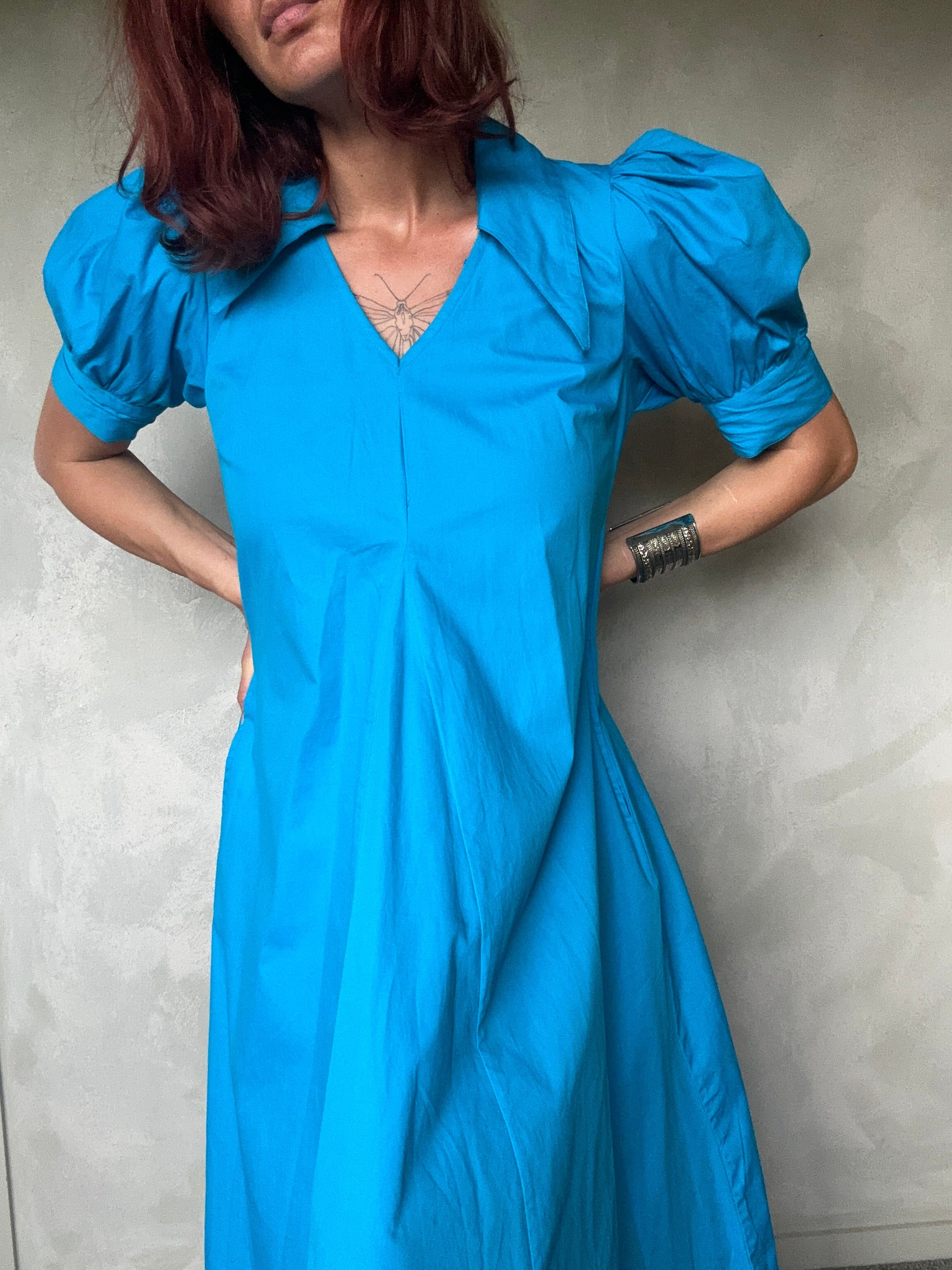 Ganni Ganni Collar Dress Blue