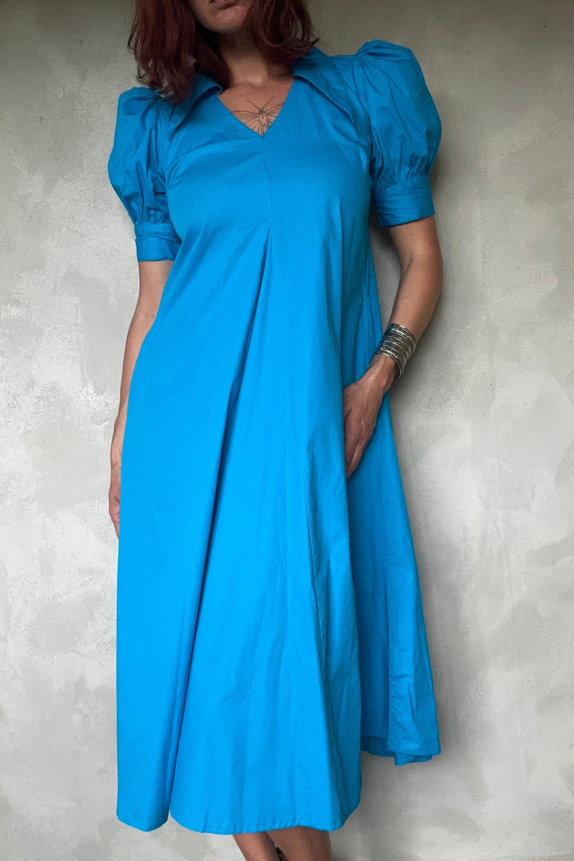 Ganni Ganni Collar Dress Blue