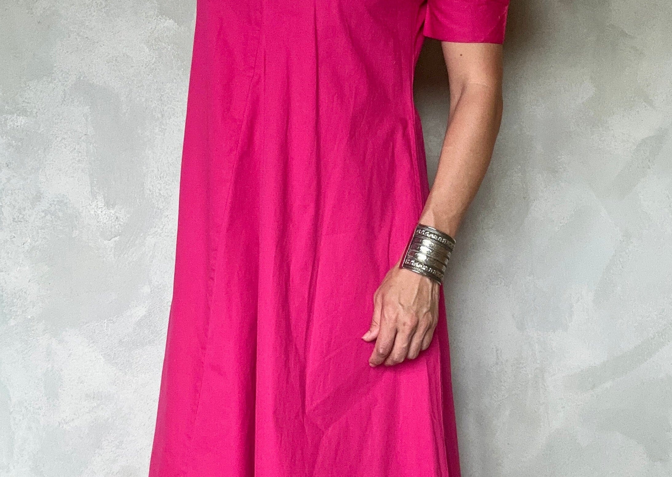 Ganni Ganni Collar Dress Fuchsia