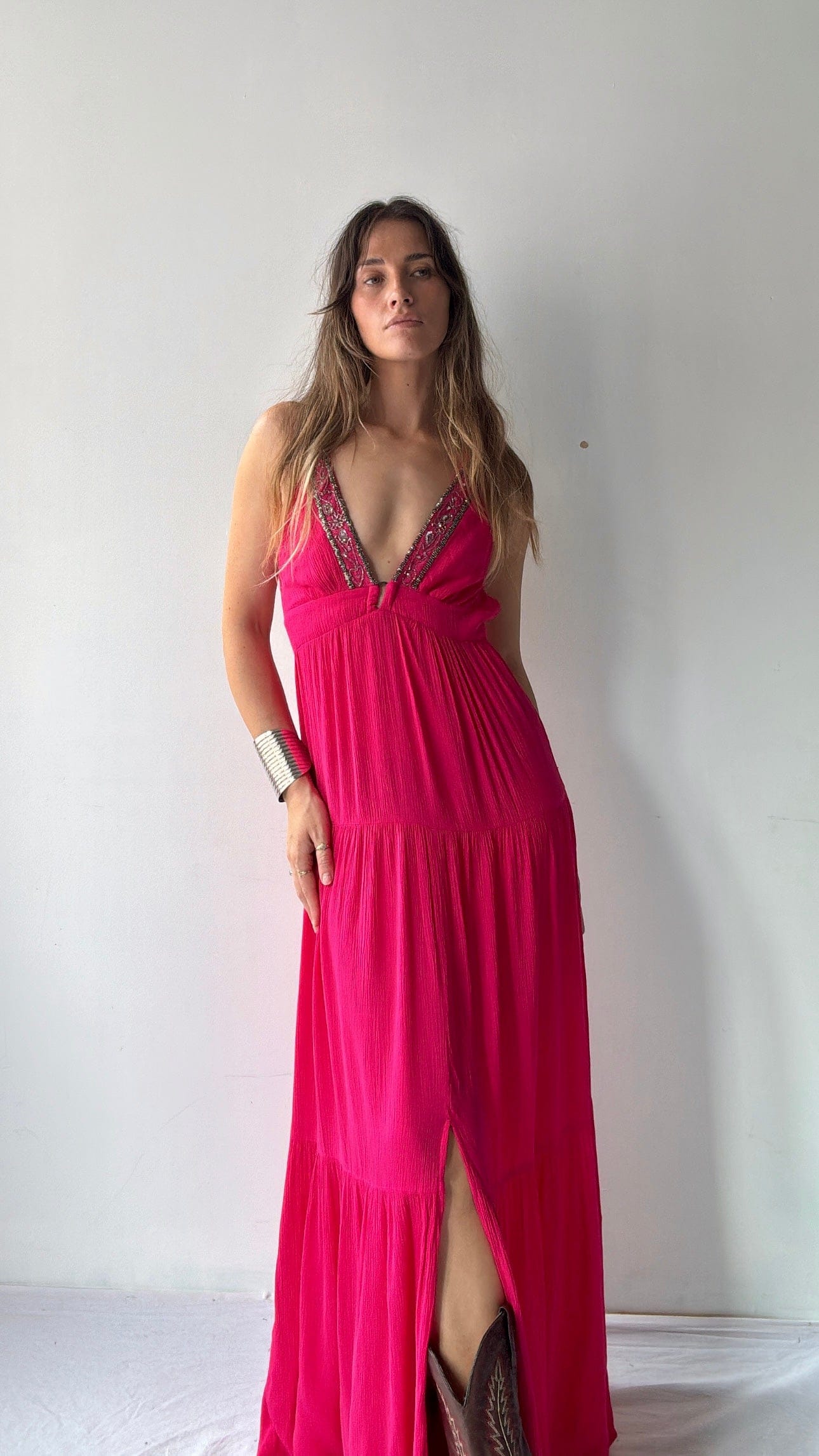 GOA GOA Plume Maxi Dress Magenta