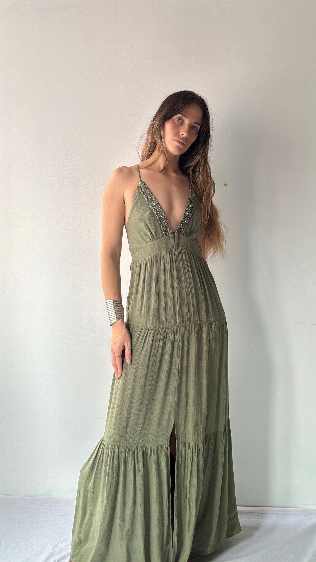 GOA GOA Plume Maxi Dress Olive