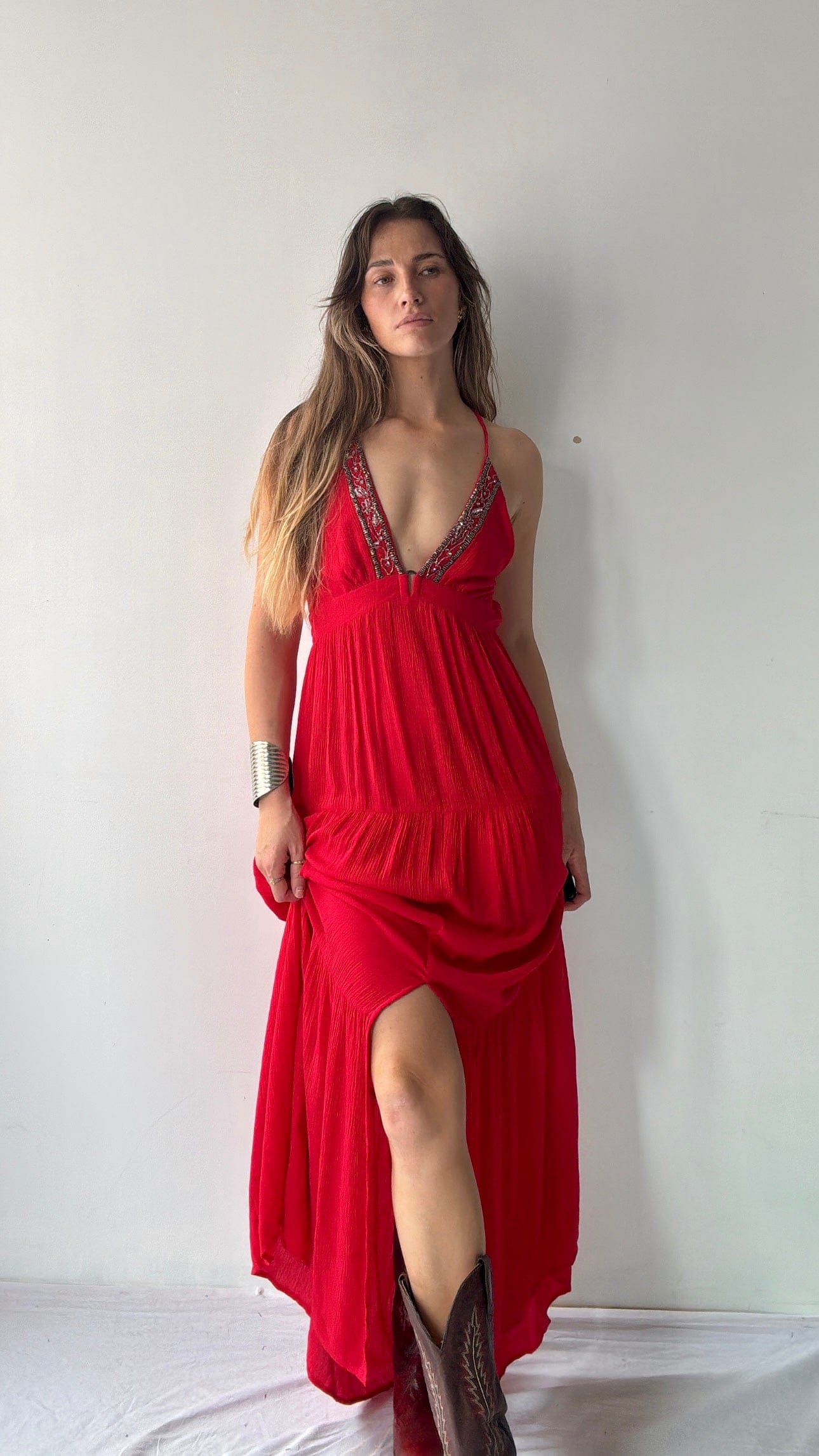 GOA GOA Plume Maxi Dress Red