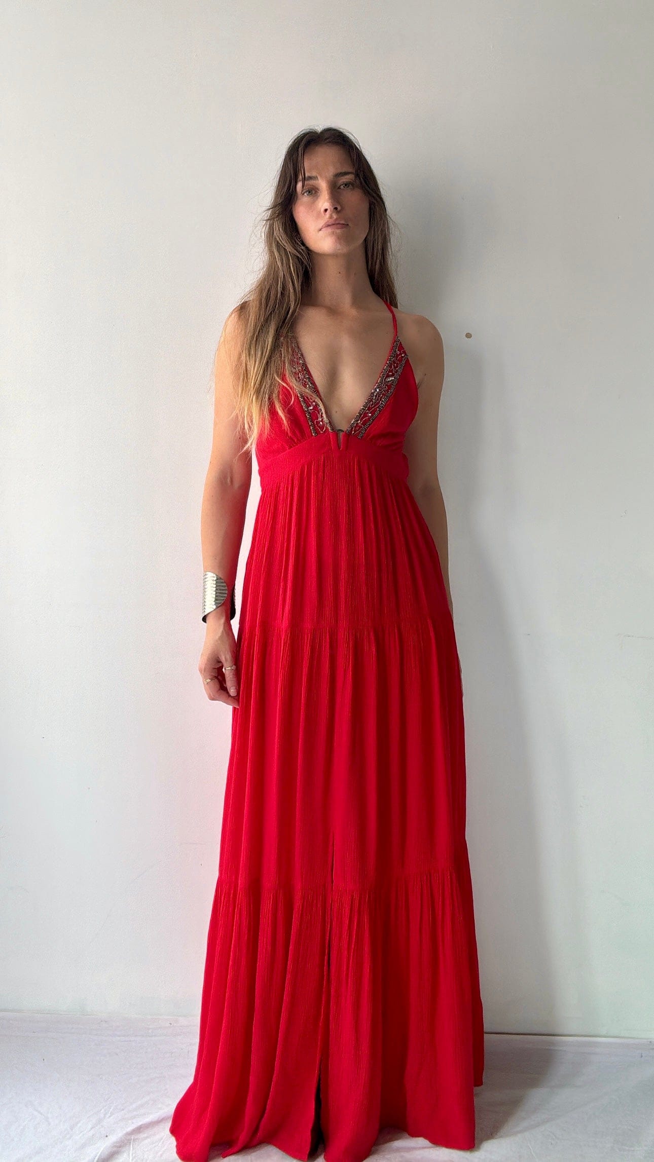 GOA GOA Plume Maxi Dress Red