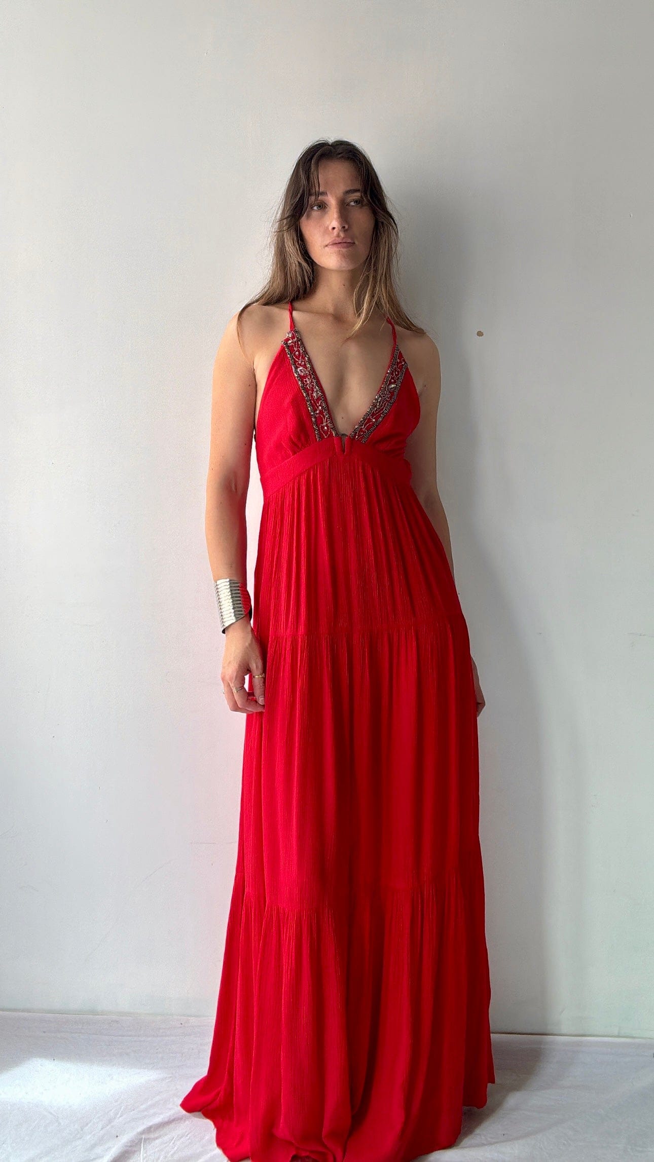 GOA GOA Plume Maxi Dress Red