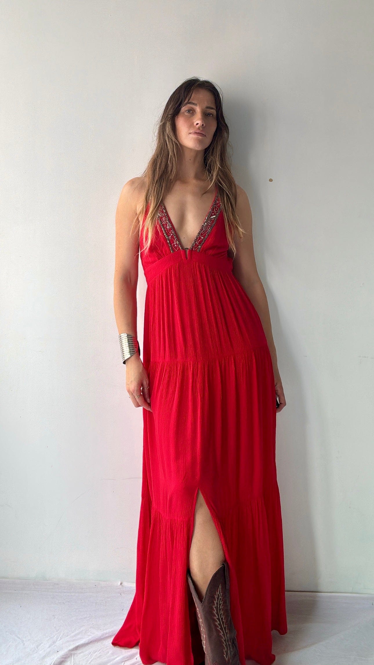 GOA GOA Plume Maxi Dress Red