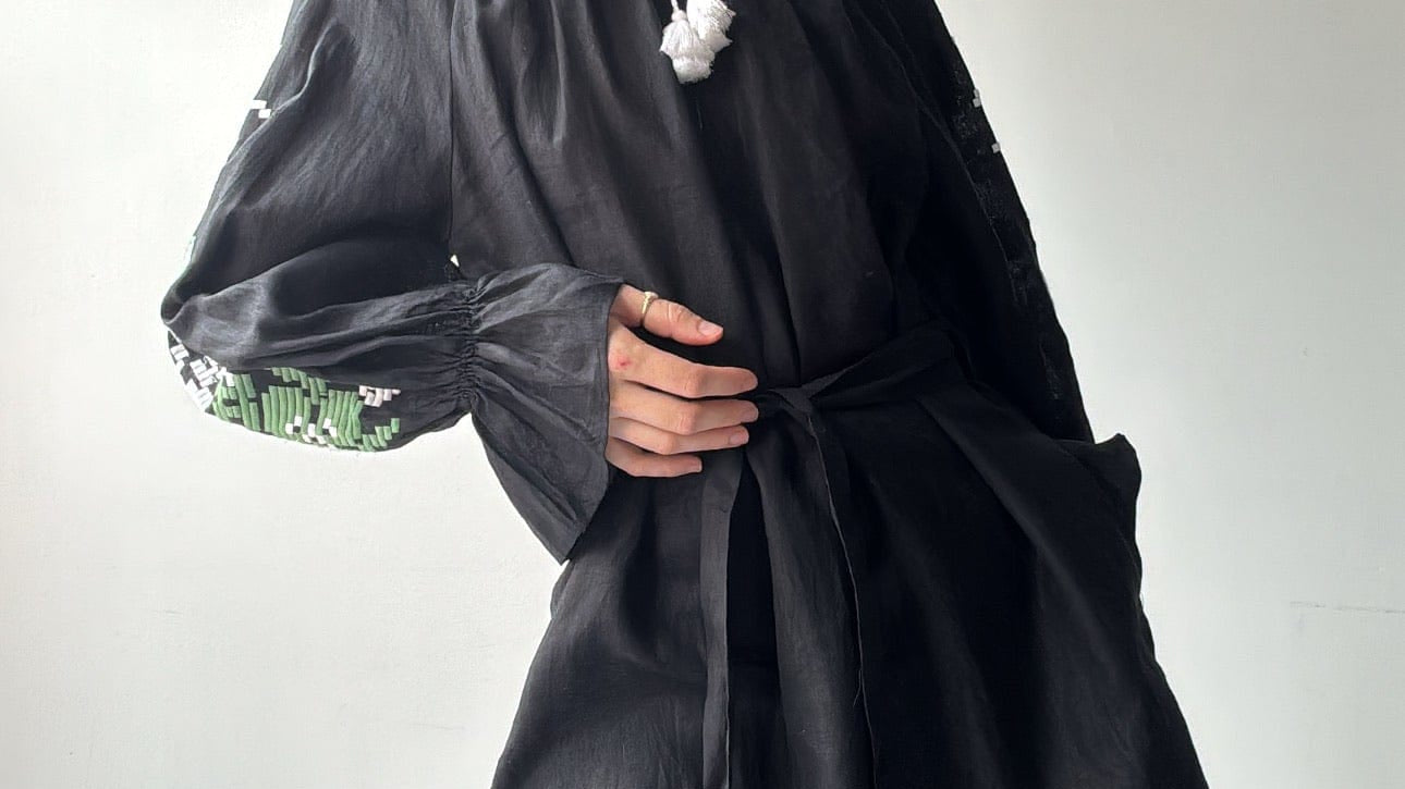 March 11 Dress March 11 Black Linen Dress/Green