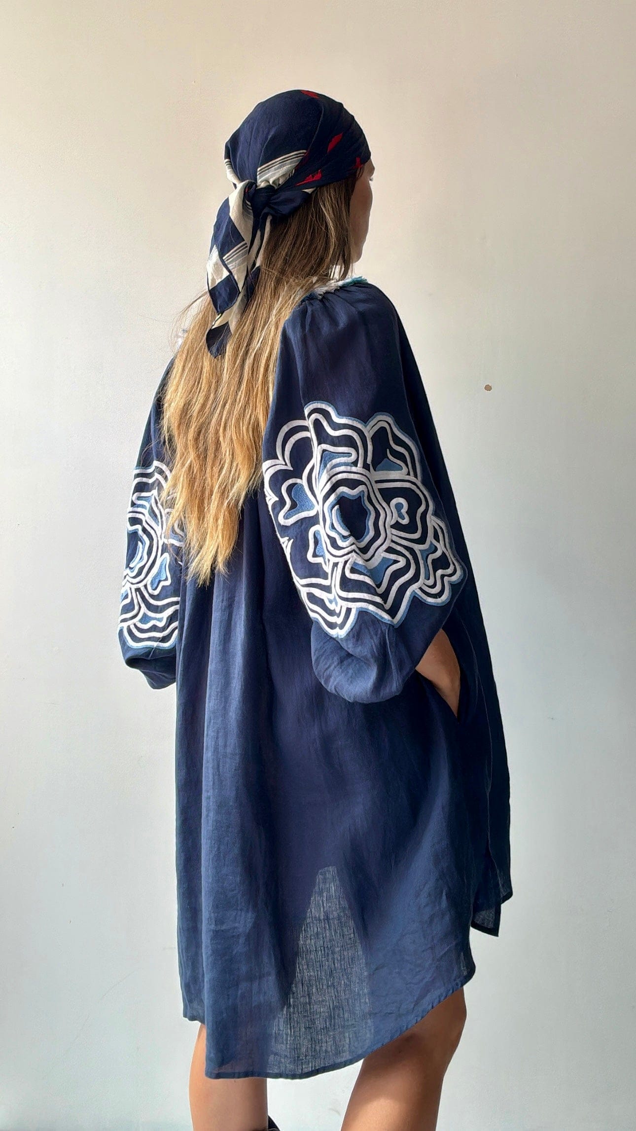 March 11 Dress March 11 Navy Linen Dress/white