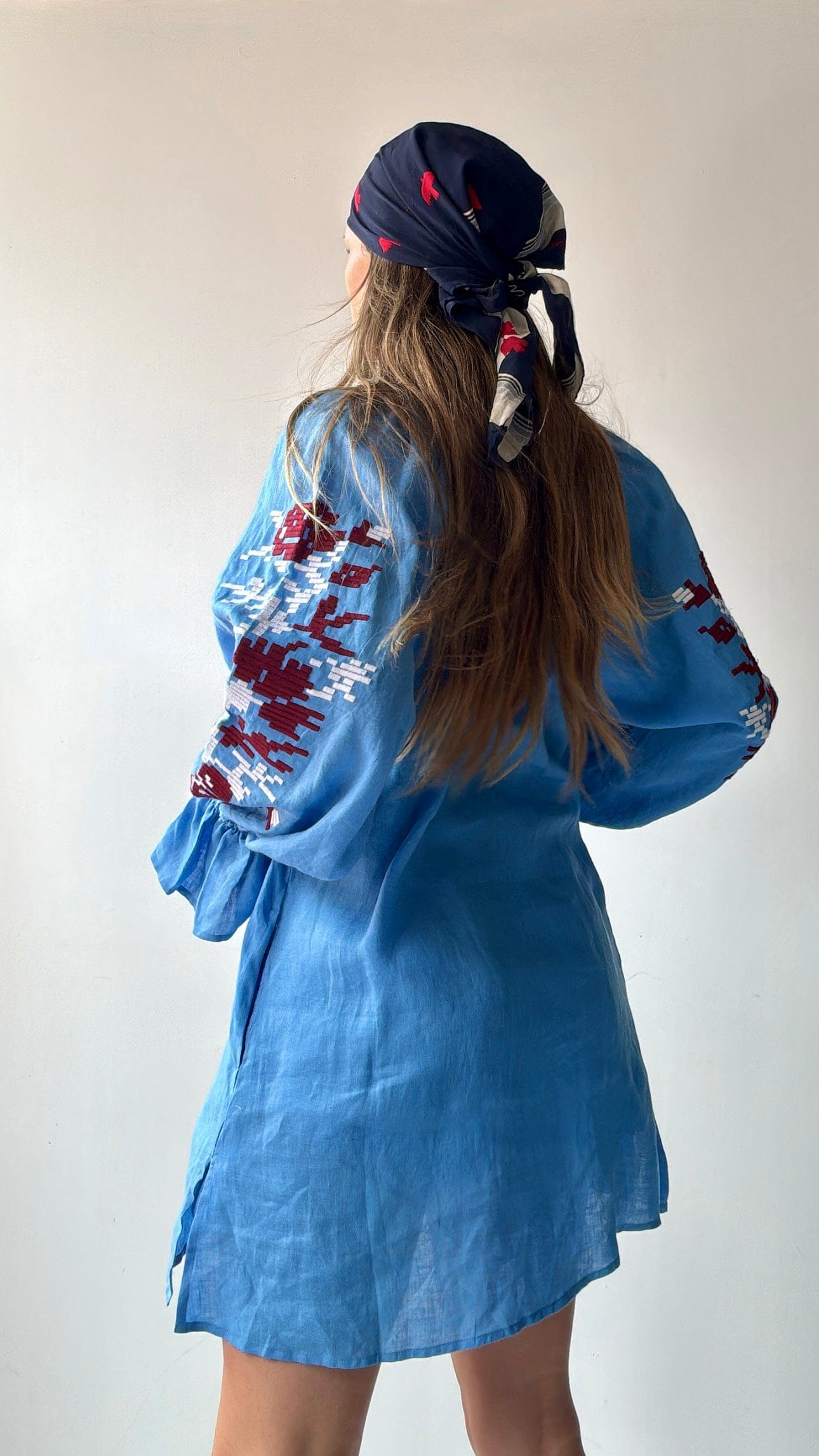 March 11 March 11 Blue/ Burgandy Linen Tunic Dress