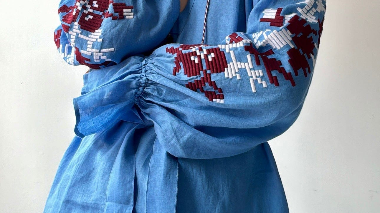 March 11 March 11 Blue/ Burgandy Linen Tunic Dress