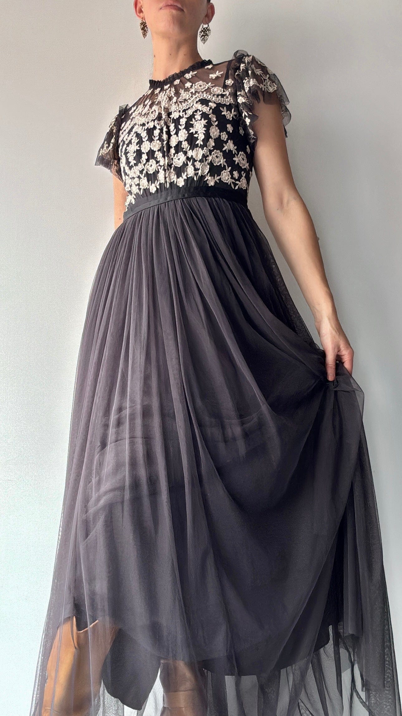 grey needle and thread dress Grey Needle And Thread White Gown Celestia Ribbon Ankle Gown