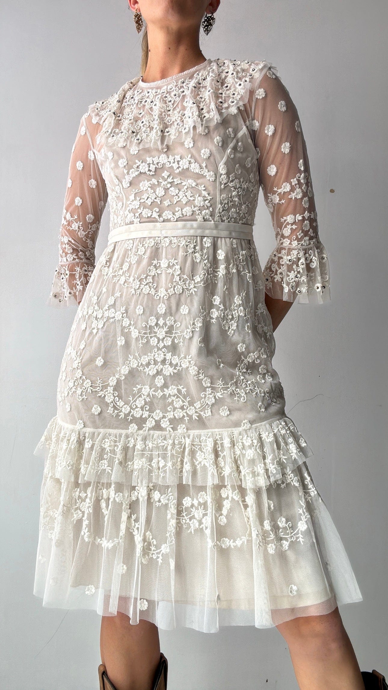 N & T Midi Wednesday Dress White, Needle & Thread, Sistergolden