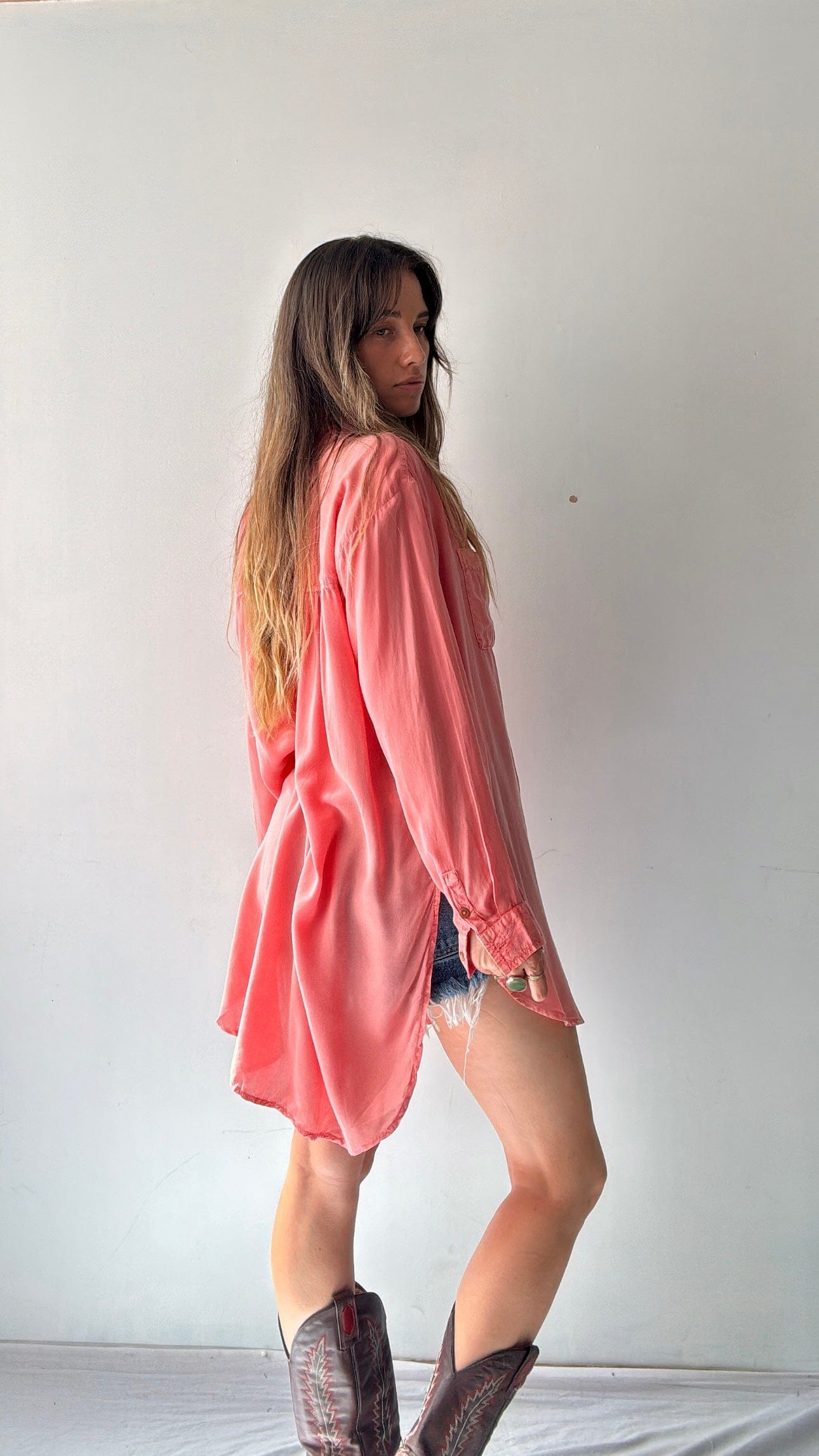 Pilcro Anthropologie Shirt Pilcro Longline Shirt Salmon