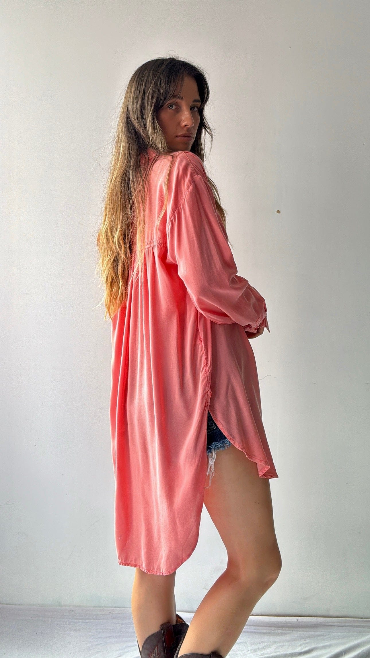 Pilcro Anthropologie Shirt Pilcro Longline Shirt Salmon