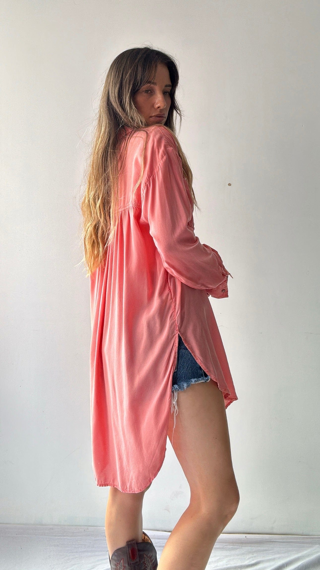 Pilcro Anthropologie Shirt Pilcro Longline Shirt Salmon