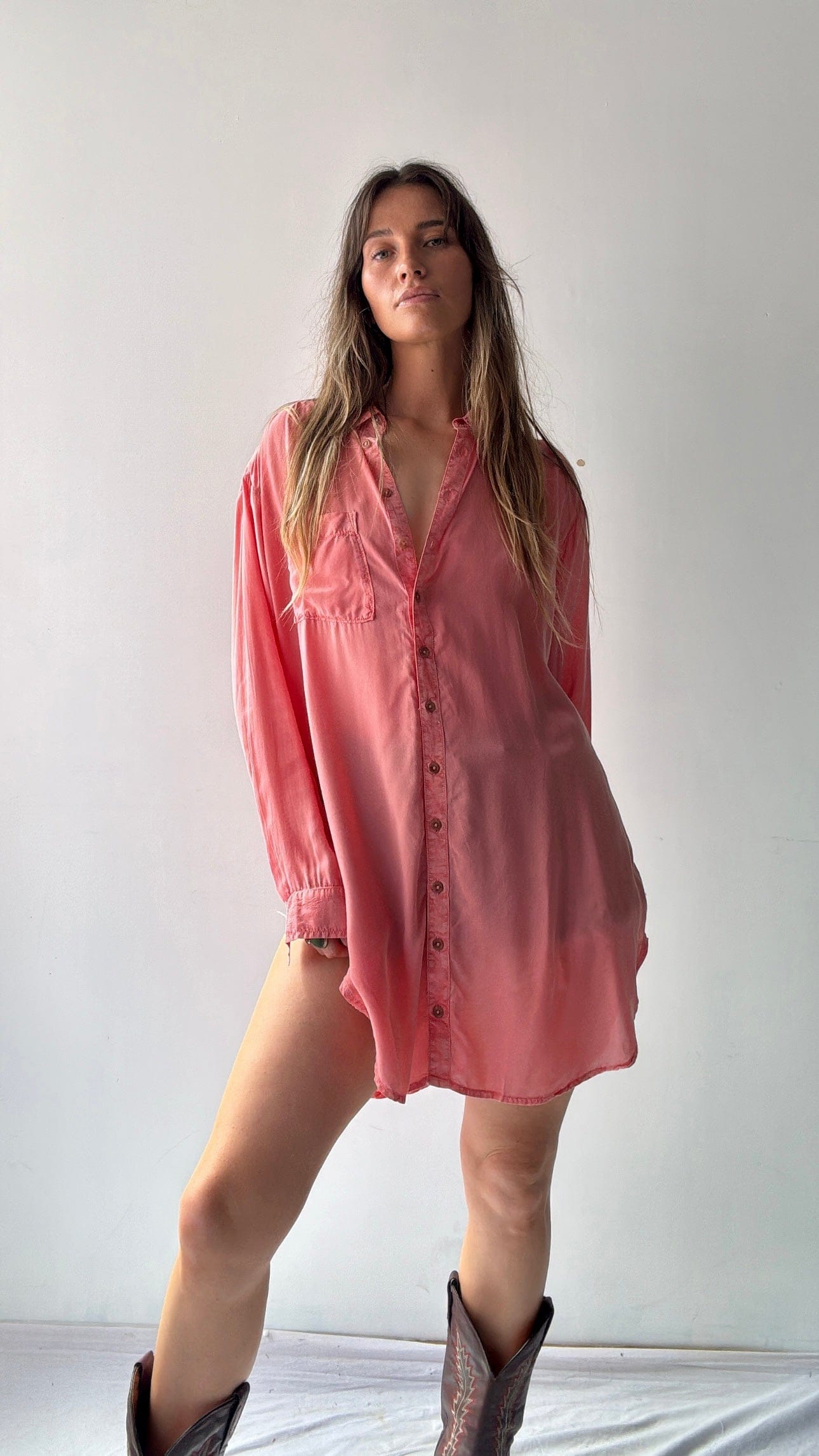 Pilcro Anthropologie Shirt Pilcro Longline Shirt Salmon