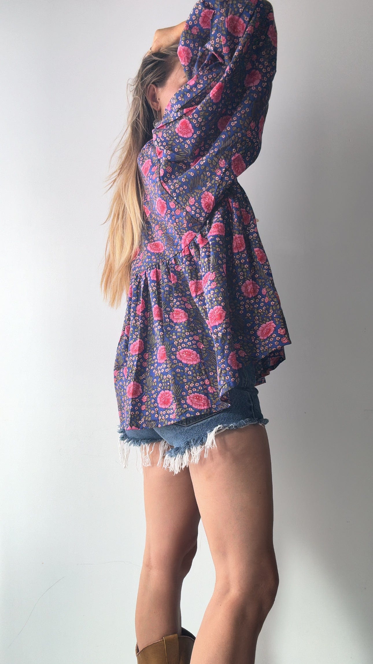 Blu Lantern Sleeve Blouse, Sistergolden, Sistergolden